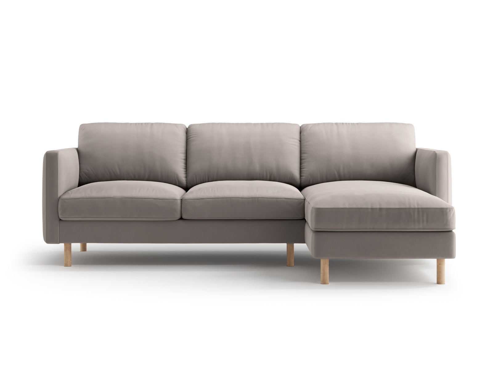 Eden Velour Ecksofa rechts 3 Sitzer in Warm grey-Paris präsentiert im Onlineshop von KAQTU Design AG. L-Sofa rechts ist von Micadoni