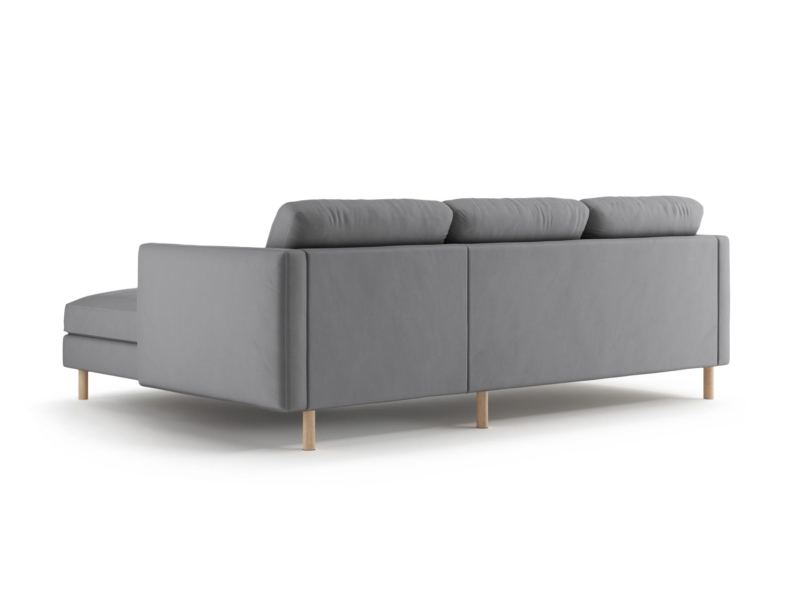 Gemütliches 3-Sitzer Eden Velour Ecksofa rechts in edlem Grau, perfekt für stilvolle Wohnzimmer. Hochwertige Materialien von Micadoni.