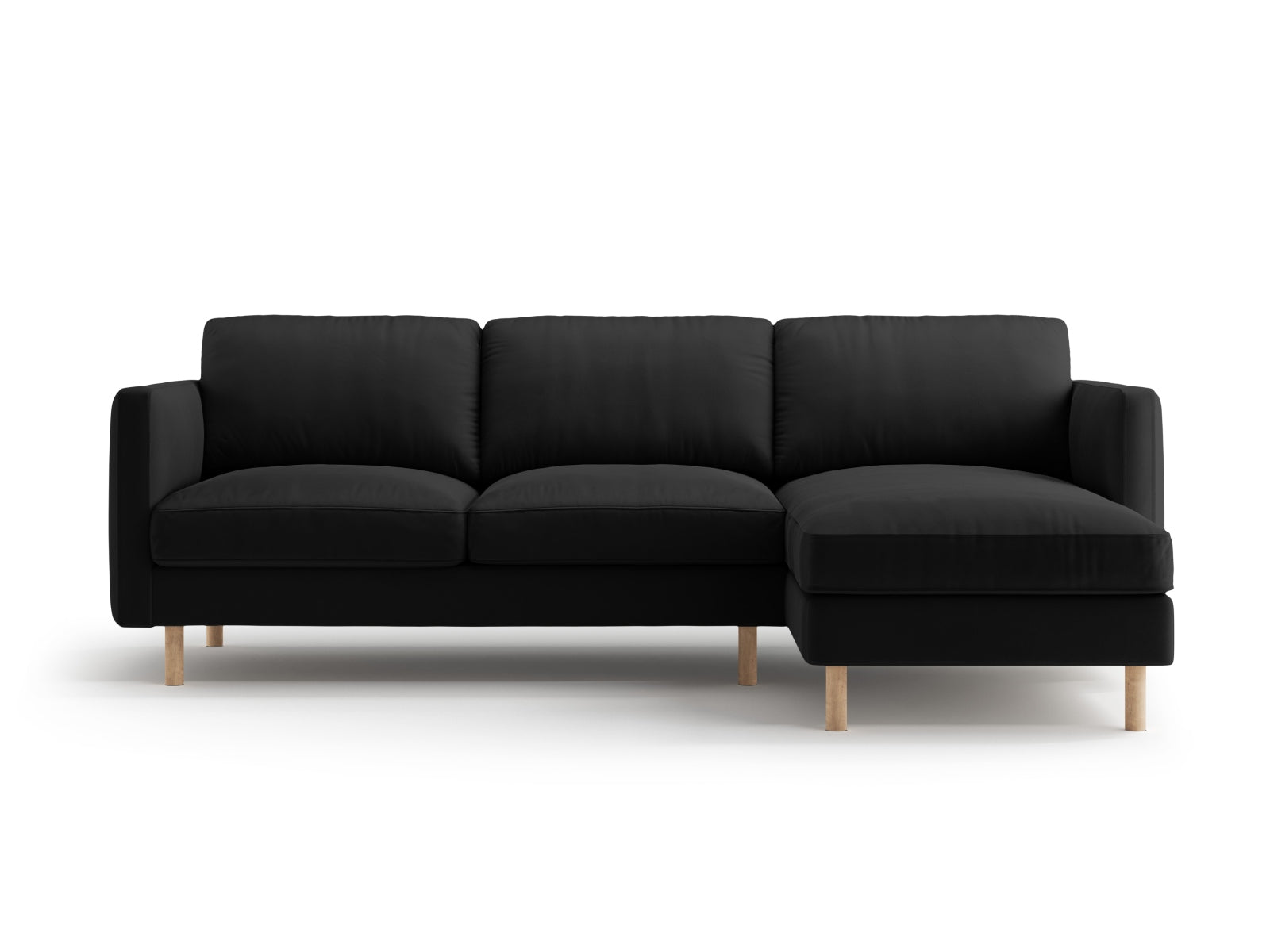 Eden Velour Ecksofa rechts 3 Sitzer in Black-Paris präsentiert im Onlineshop von KAQTU Design AG. L-Sofa rechts ist von Micadoni