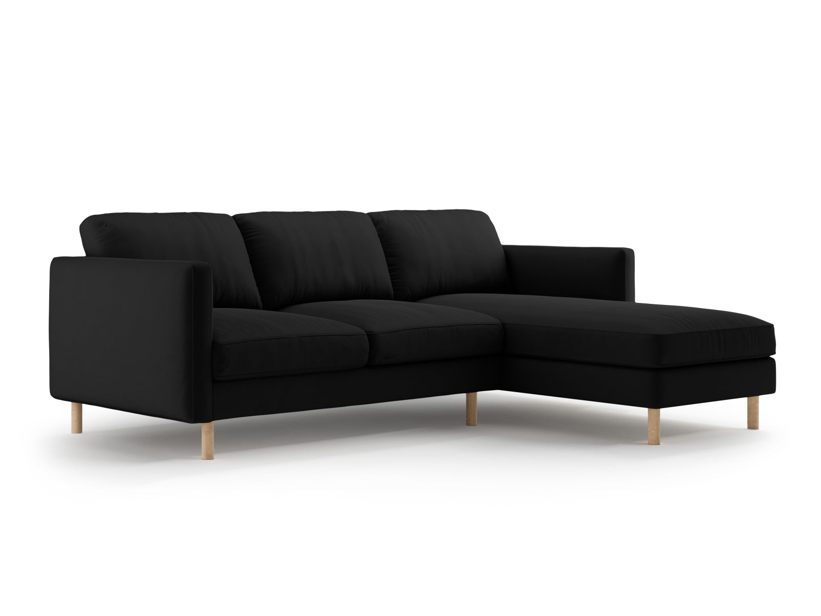 Elegantes Eden Velour Ecksofa rechts, 3-Sitzer in stilvollem Design, ideal für moderne Wohnräume, erhältlich bei KAQTU Design AG.