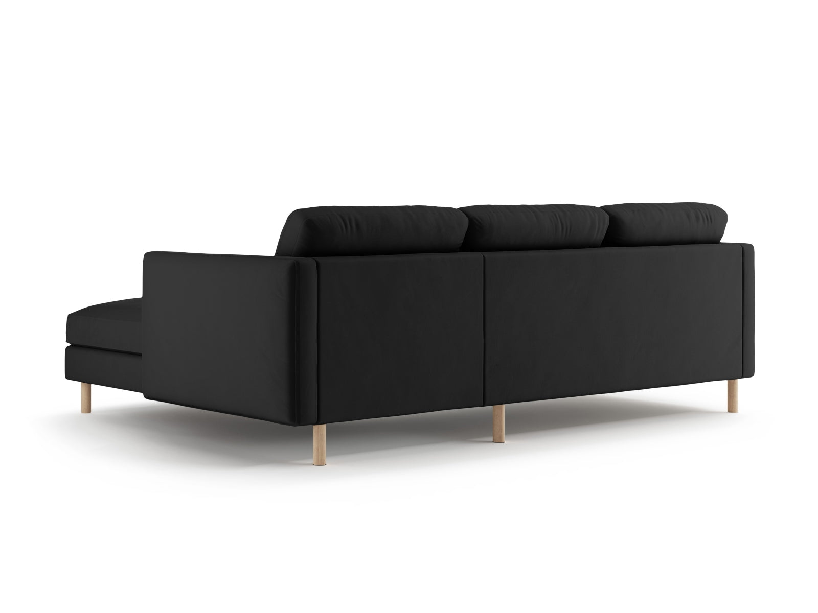 Gemütliches Eden Velour Ecksofa rechts, 3-Sitzer, perfekt für stilvolle Wohnzimmer, bietet Komfort und modernes Flair.