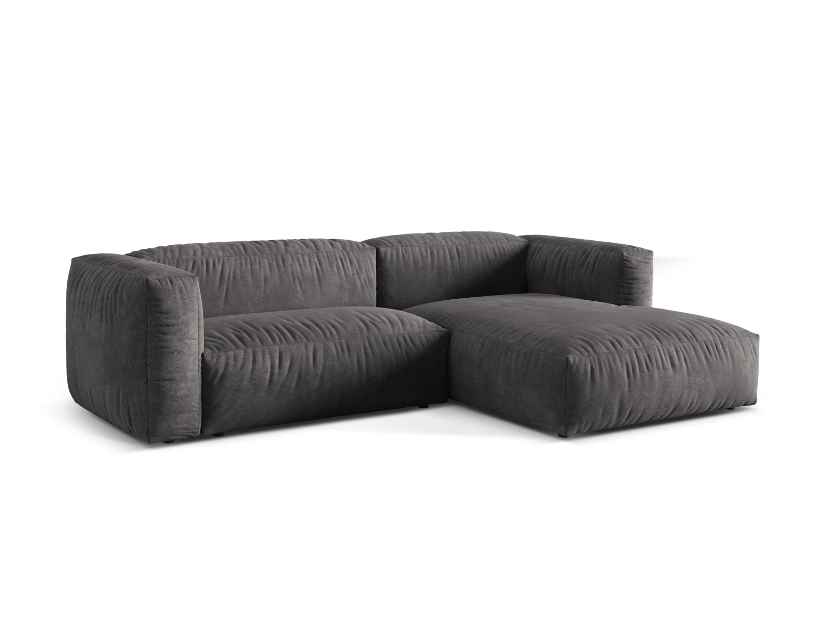 Elegantes Martina Ecksofa in Grau, 2-Sitzer, modulare Bauweise, ideal für moderne Wohnräume, erhältlich bei KAQTU Design AG.