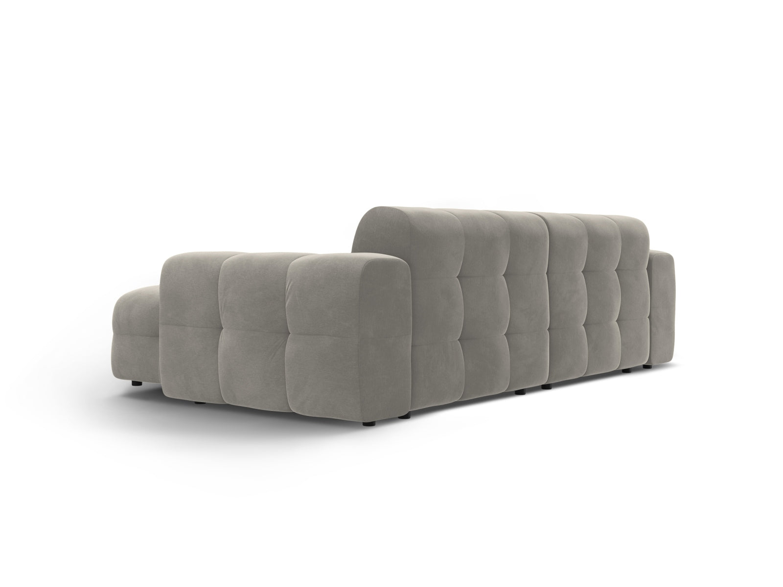 Elegantes Kendal Velour Ecksofa in stilvollem Dunkelgrau, ideal für entspannte Abende. Geräumiges 4-Sitzer L-Sofa von Micadoni.