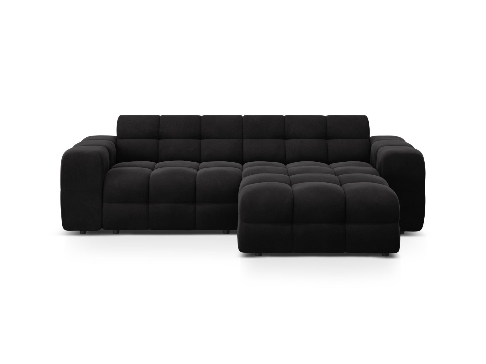 Kendal Velour Ecksofa rechts 4 Sitzer in Black-Magic Velvet präsentiert im Onlineshop von KAQTU Design AG. L-Sofa rechts ist von Micadoni