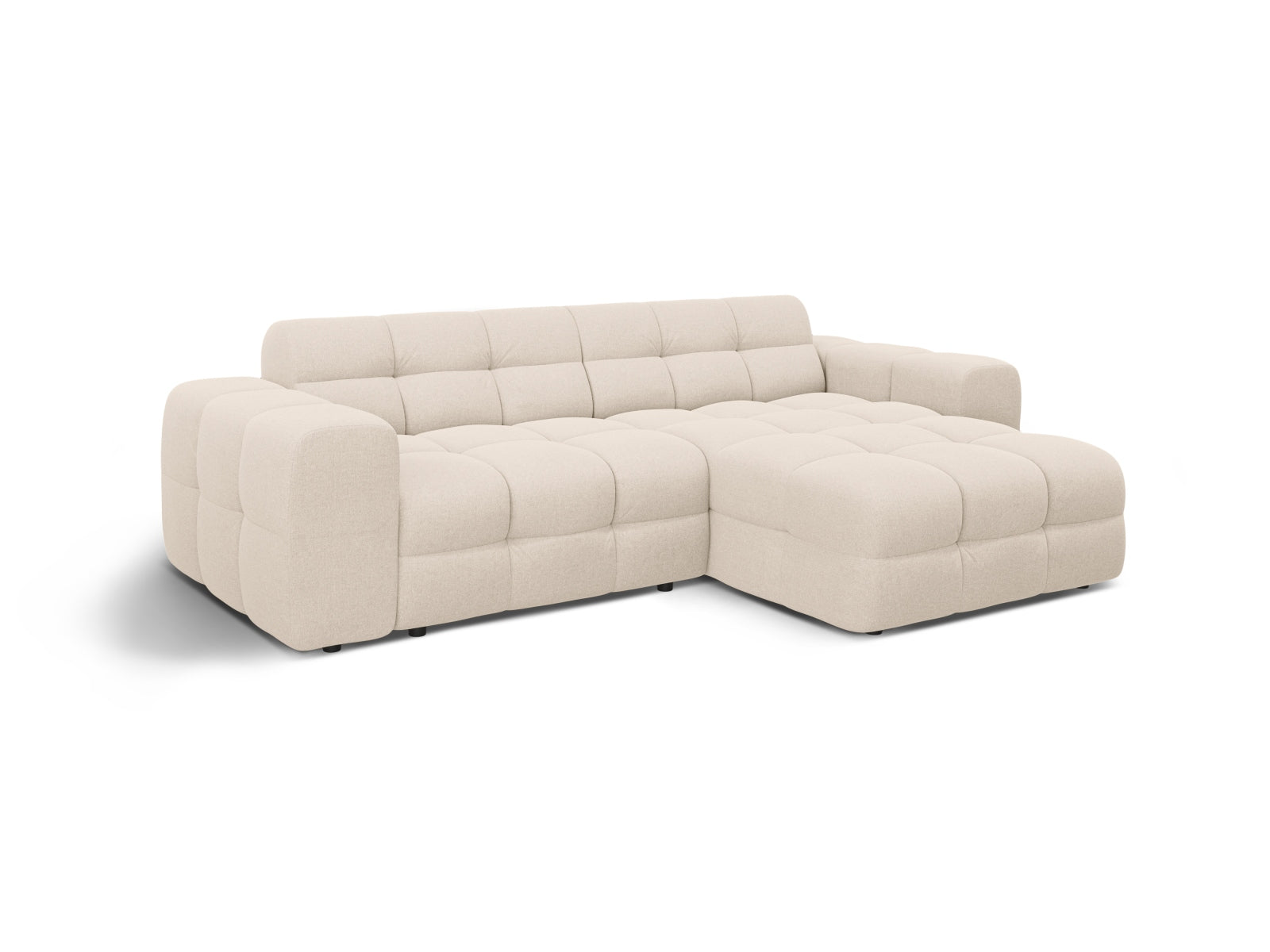 Beige Kendal Ecksofa rechts, elegantes 4-Sitzer L-Sofa von Micadoni, perfekt für stilvolle und einladende Wohnräume.