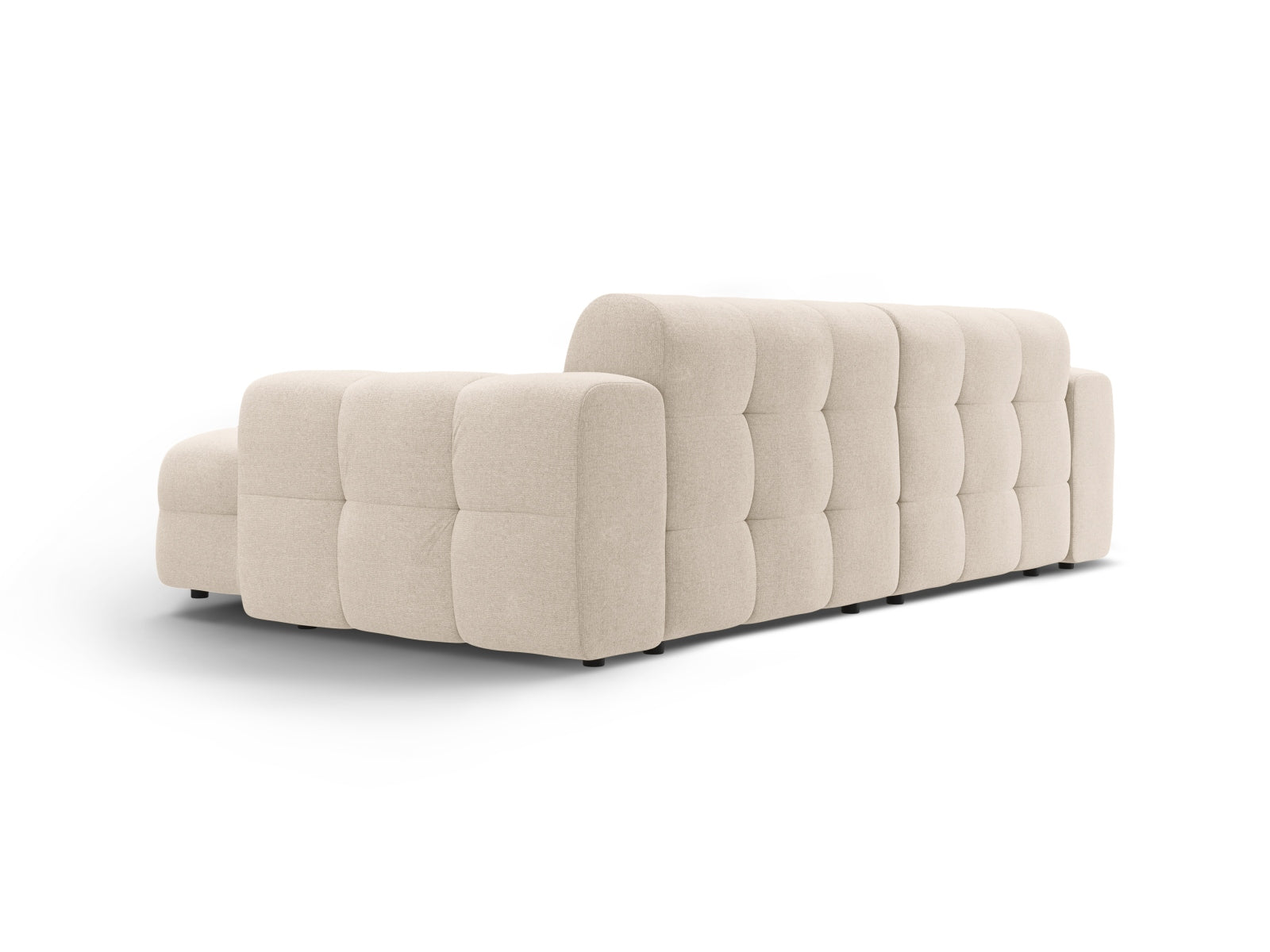Beige Kendal Ecksofa rechts, modernes 4-Sitzer L-Sofa von Micadoni, ideal für gemütliche und stilvolle Wohnambiente.