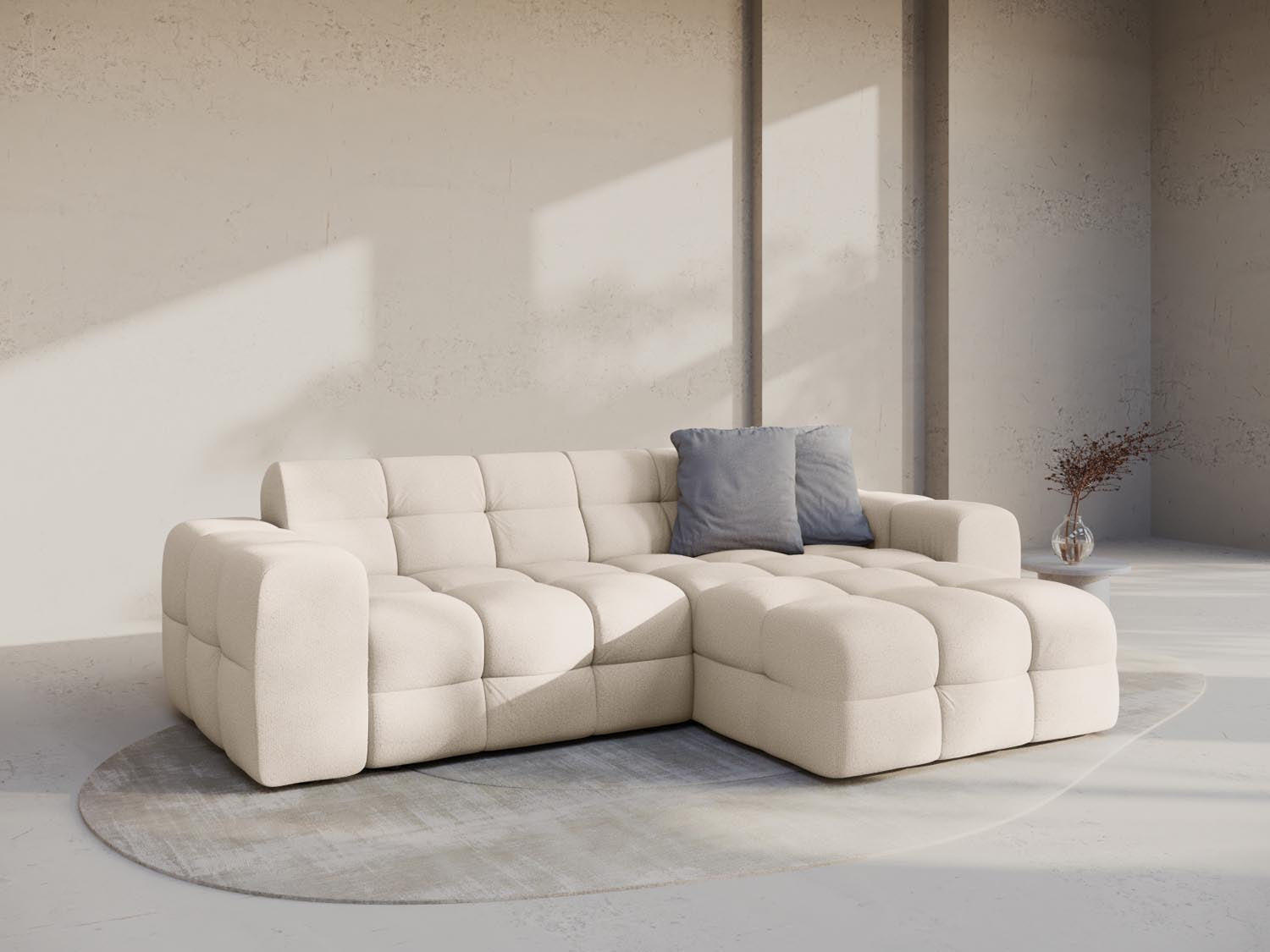 Entdecken Sie das Kendal Ecksofa rechts 4 Sitzer von Micadoni – stilvolles Velours, zeitgemässes Design und hervorragender Sitzkomfort für Ihr Zuhause.