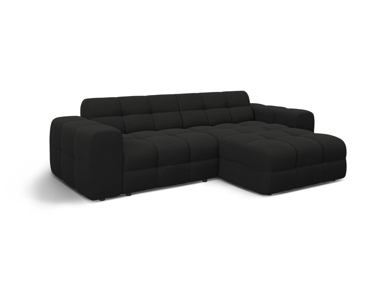 Modernes Kendal Ecksofa in Schwarz, 4-Sitzer, perfekt für stilvolle Wohnzimmer, bietet hohen Komfort und ansprechendes Design von Micadoni.