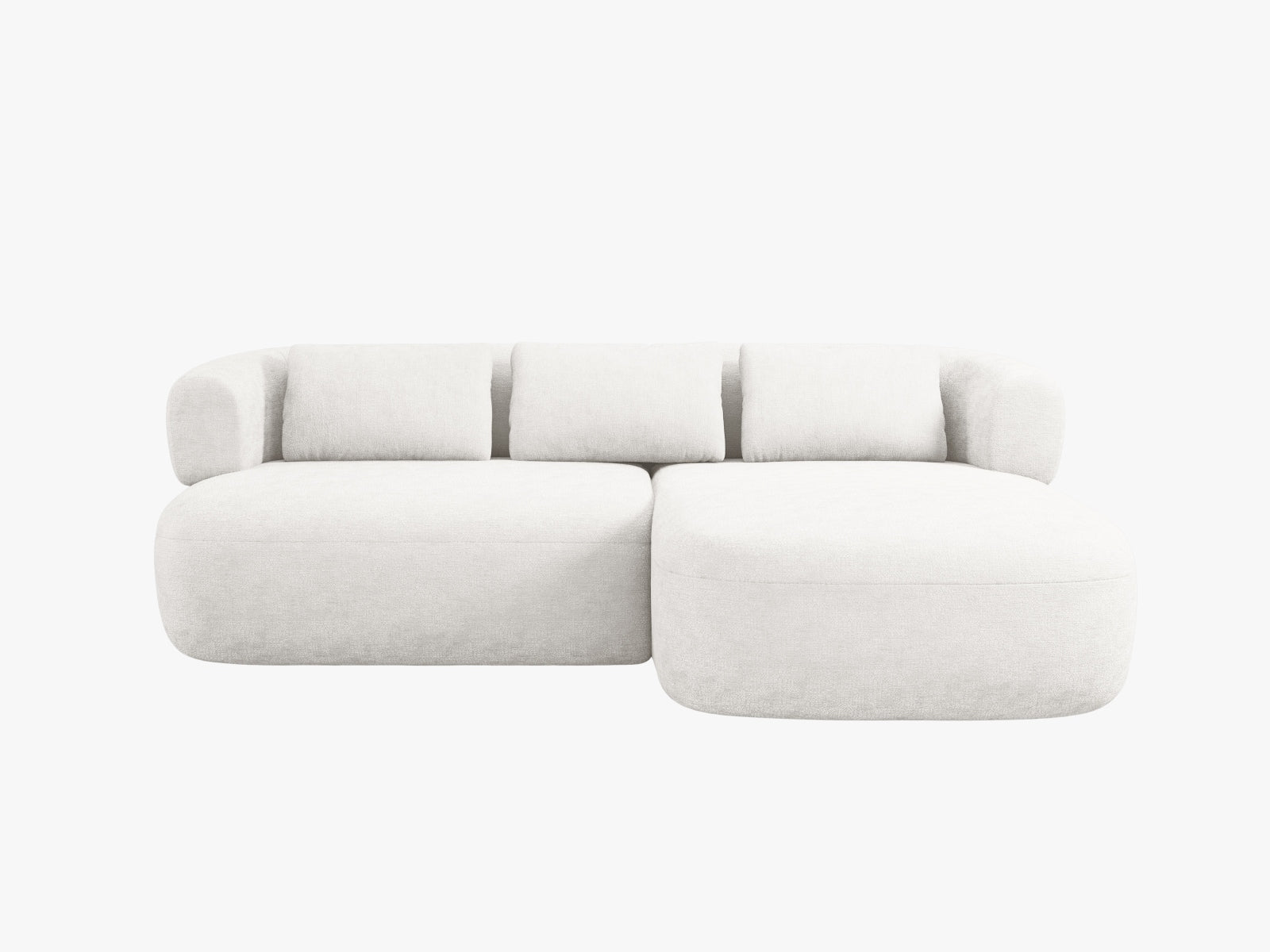 Modernes L-Sofa Jenny in sanftem Beige, ideal für gesellige Abende. Bietet Platz für fünf Personen und fügt jedem Raum Eleganz hinzu.
