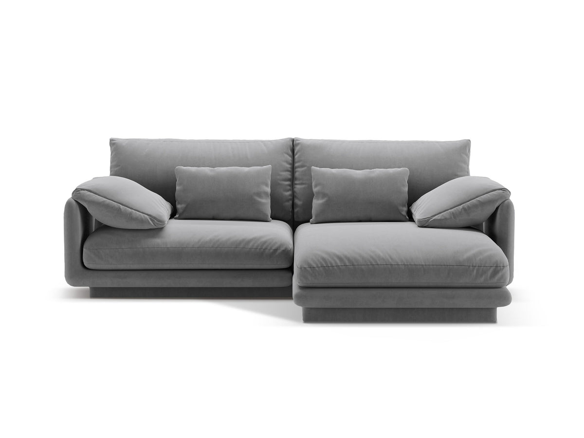 Torino Velour Ecksofa rechts 3 Sitzer in Light Grey-Casino präsentiert im Onlineshop von KAQTU Design AG. L-Sofa rechts ist von Micadoni