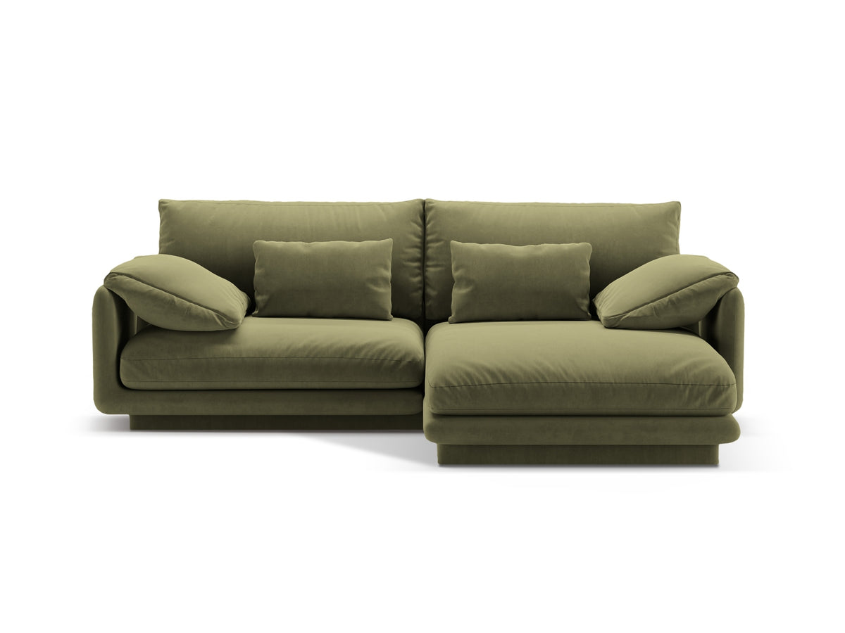 Torino Velour Ecksofa rechts 3 Sitzer in Light Green-Casino präsentiert im Onlineshop von KAQTU Design AG. L-Sofa rechts ist von Micadoni