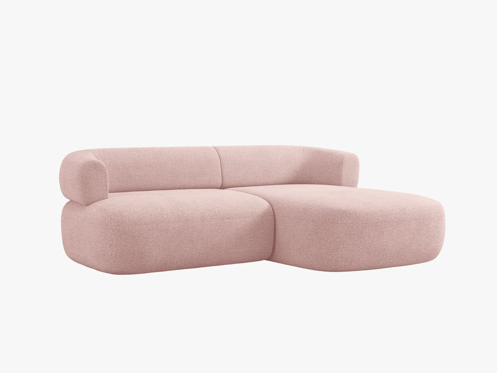 Elegantes Ecksofa Jenny in zartem Powder Pink, ideal für stilvolle Wohnräume. Komfort und Qualität vereint in einem modernen Design von Micadoni.