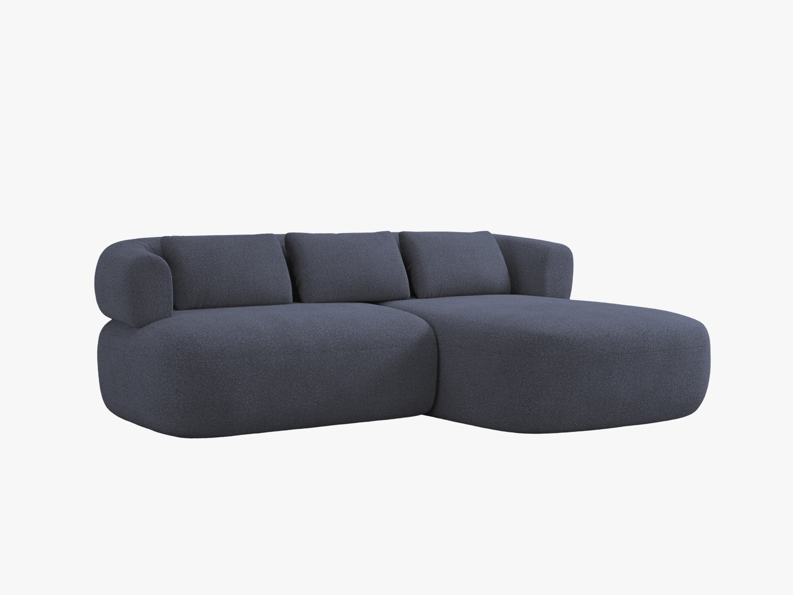 Modernes 5-Sitzer Ecksofa Jenny in edlem Dunkelblau, rechtsseitig, perfekt für gemütliche und stilvolle Wohnbereiche von Micadoni.