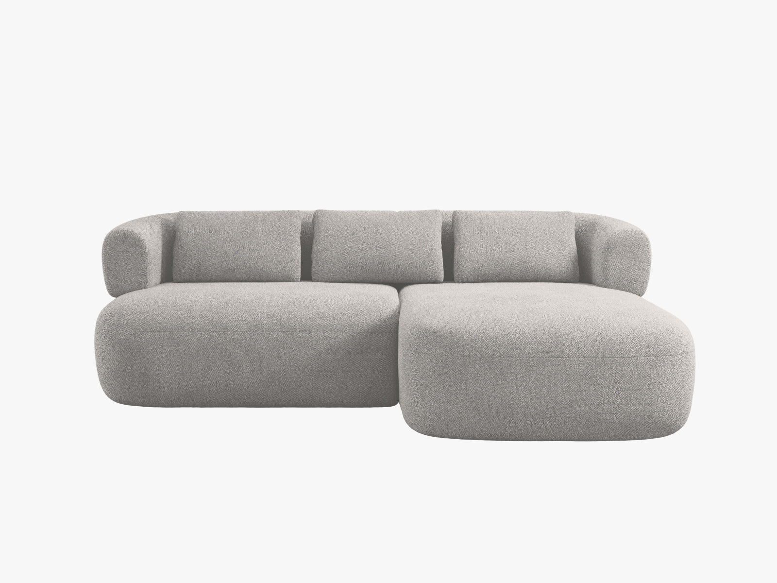 Stylisches L-Sofa Jenny in hellem Grau, 5-Sitzer für komfortable Entspannung und einladende Wohnräume. Ideal für gesellige Zusammenkünfte.