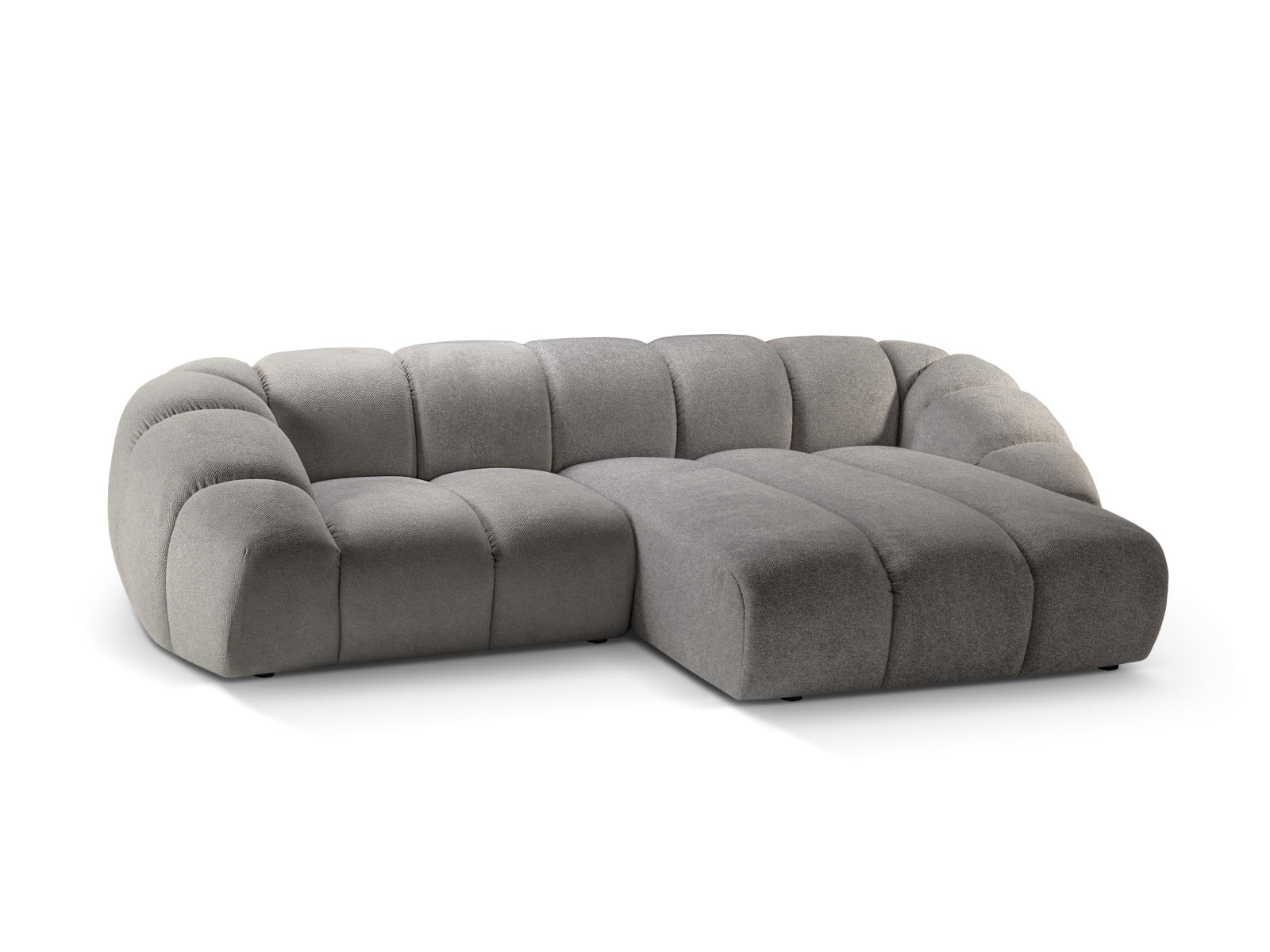 Modernes 3-Sitzer Ecksofa Diana rechts von Micadoni in hellem Grau, ideal für gemütliche Abende und stilvolle Einrichtung.