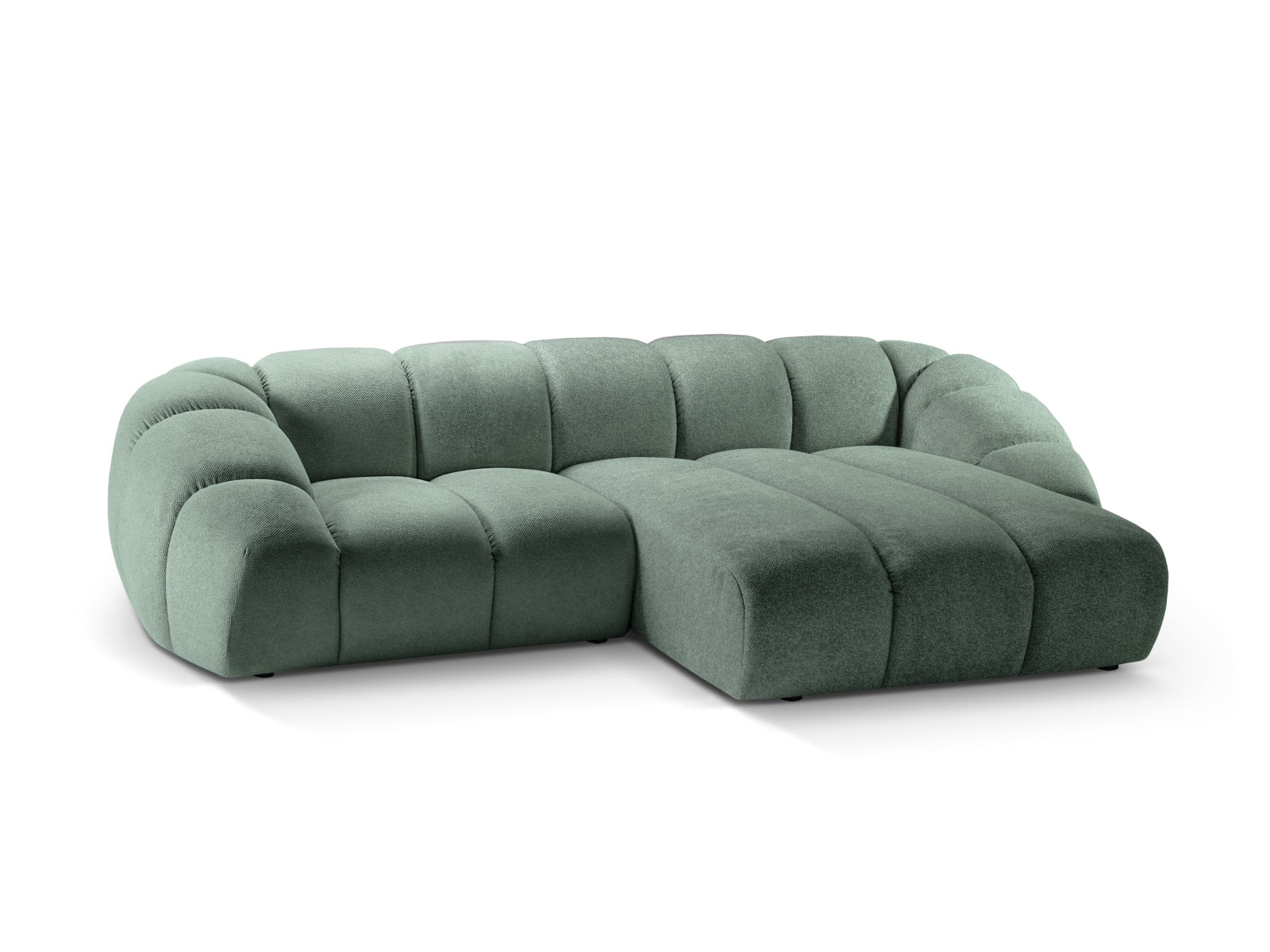 Modernes 3-Sitzer Ecksofa Diana in sanftem Mint-Bubble Farbton, ideal für gemütliche und stilvolle Wohnambiente von Micadoni.