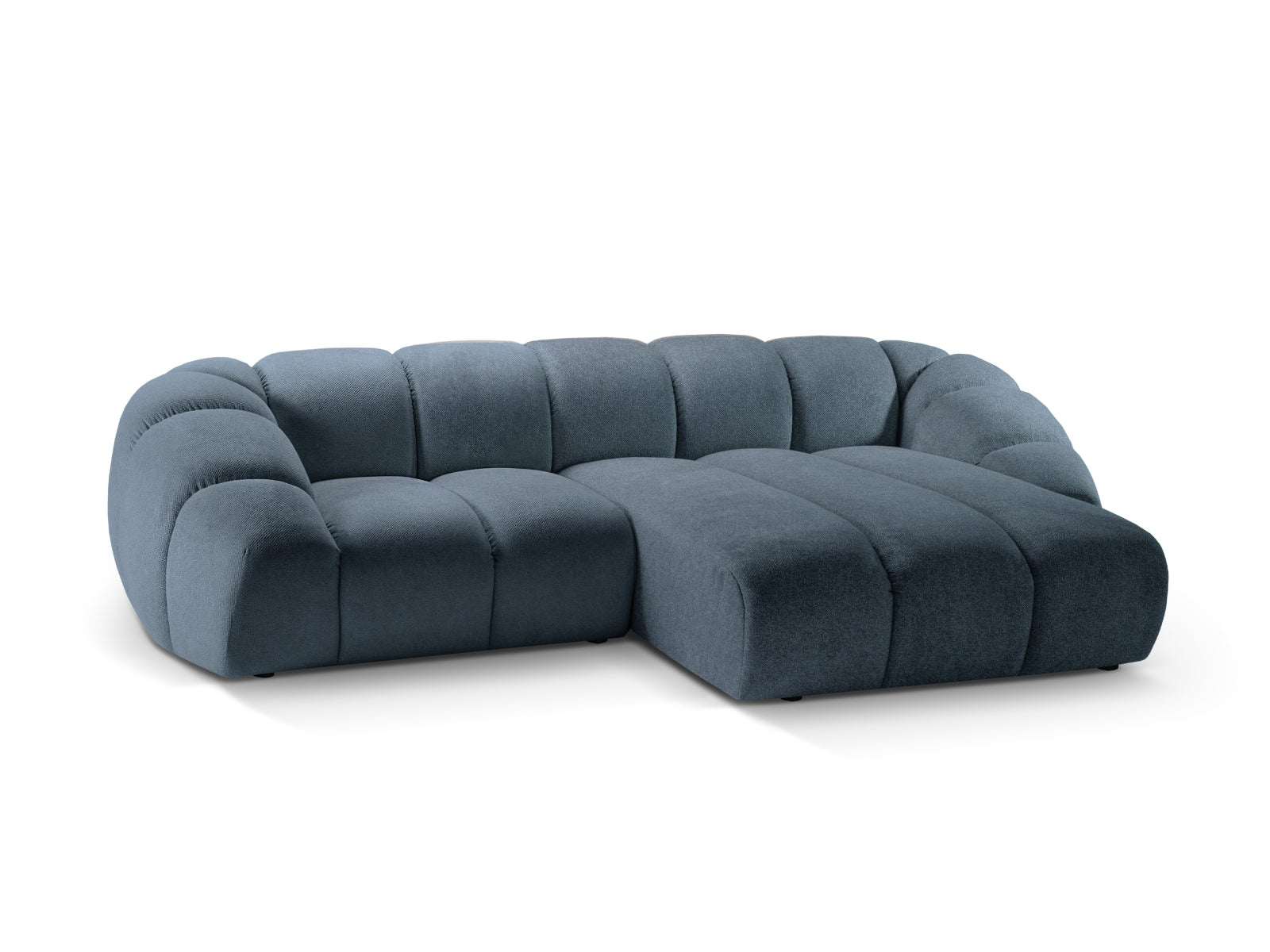 Stylisches 3-Sitzer Ecksofa Diana rechts im trendigen Blue Jeans-Bubble Look, perfekt für moderne Wohnkonzepte von Micadoni.