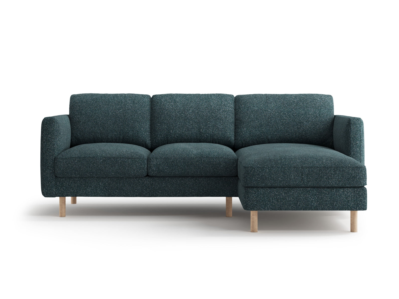 Elegantes Eden Ecksofa rechts, 3-Sitzer in ansprechendem Green Blue Melange, ideal für stilvolle und einladende Wohnräume.