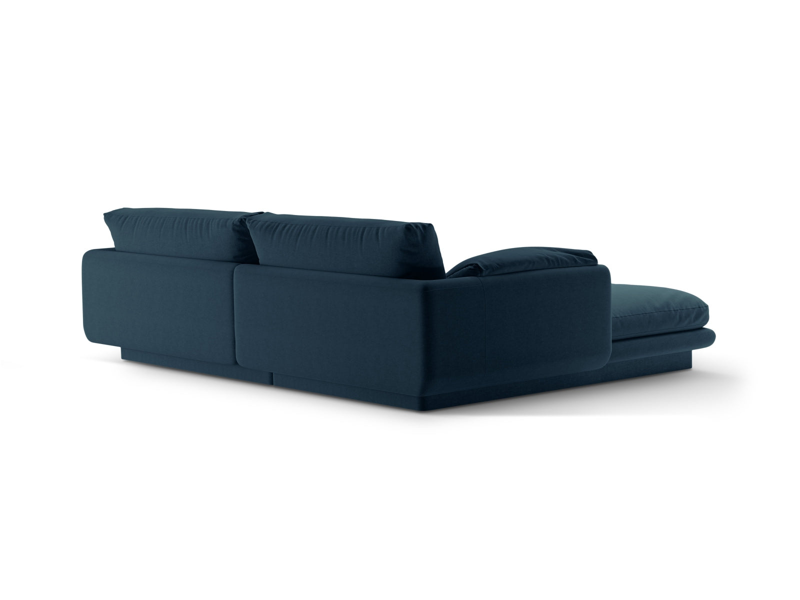 Modernes Torino Ecksofa in tiefem Navy Blue, 3-Sitzer, rechtsseitig, perfekt für gemütliche und stilvolle Wohnambiente.