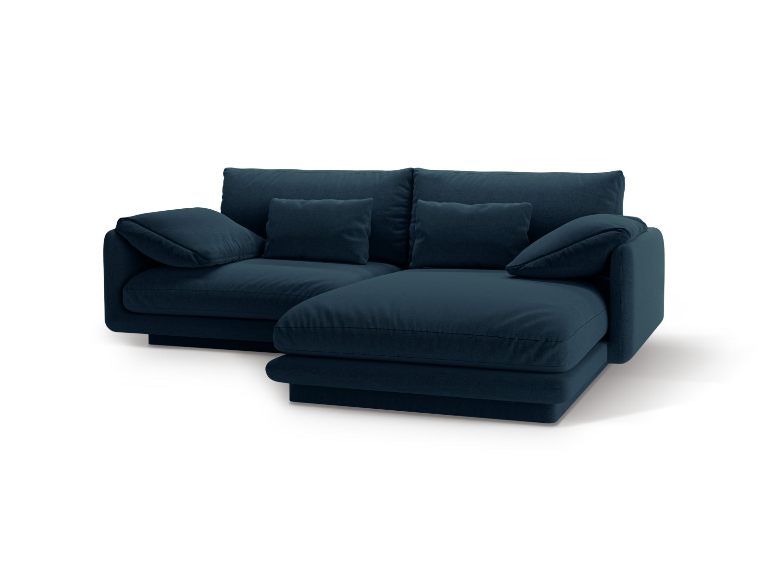 Elegantes Torino Ecksofa in edlem Navy Blue, 3-Sitzer, rechtsseitig, ideal für stilvolle und komfortable Wohnräume.