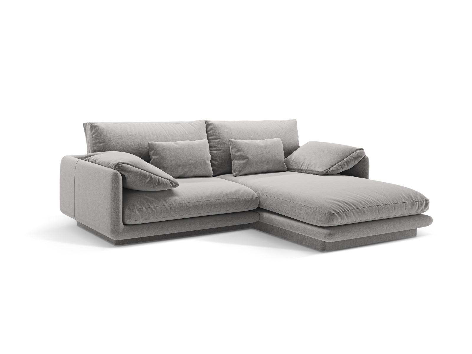 Stylisches Torino Ecksofa rechts im modernen Design, ideal für gemütliche Wohnzimmer. In elegantem Hellgrau von Micadoni.