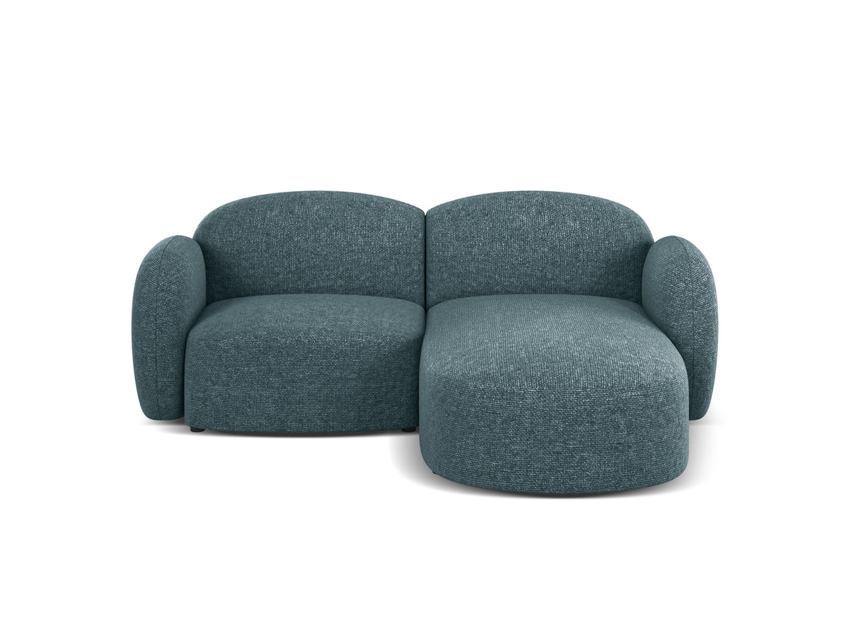 Blair Ecksofa rechts 3-Sitzer von Micadoni, L-Sofa mit Eden-Chenillestoff in Dark Beige, Massivholzrahmen und schwarzen Kunststoffbeinen.