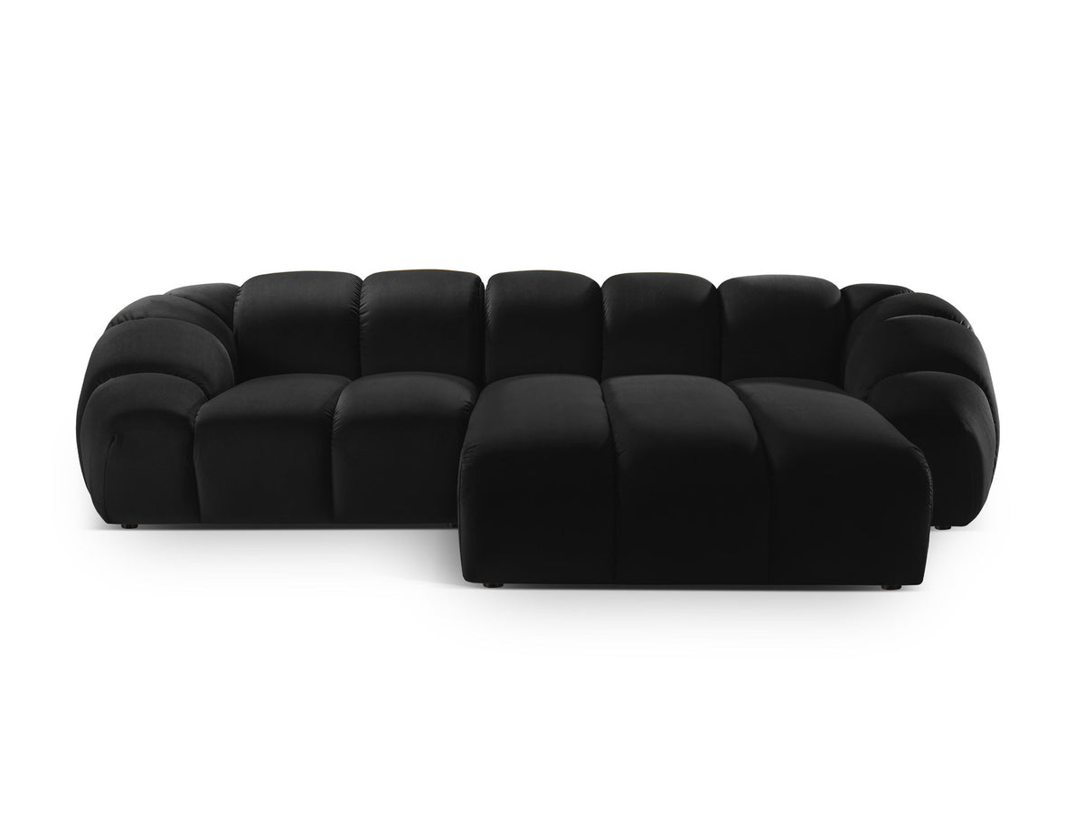 Diana Velour Ecksofa rechts 3 Sitzer in Black-Salvador präsentiert im Onlineshop von KAQTU Design AG. L-Sofa rechts ist von Micadoni