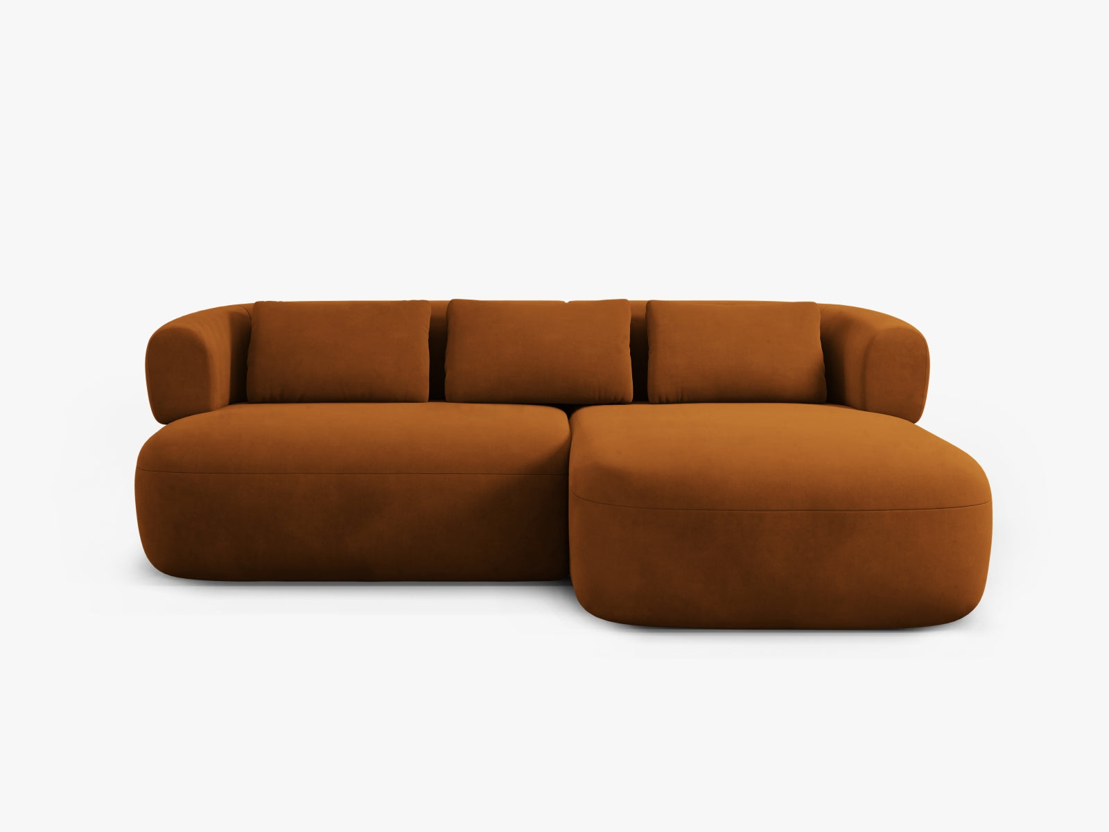 Elegantes 5-Sitzer Ecksofa Jenny in sanftem Terracotta, rechtsseitig, ideal für stilvolle und einladende Wohnräume von Micadoni.