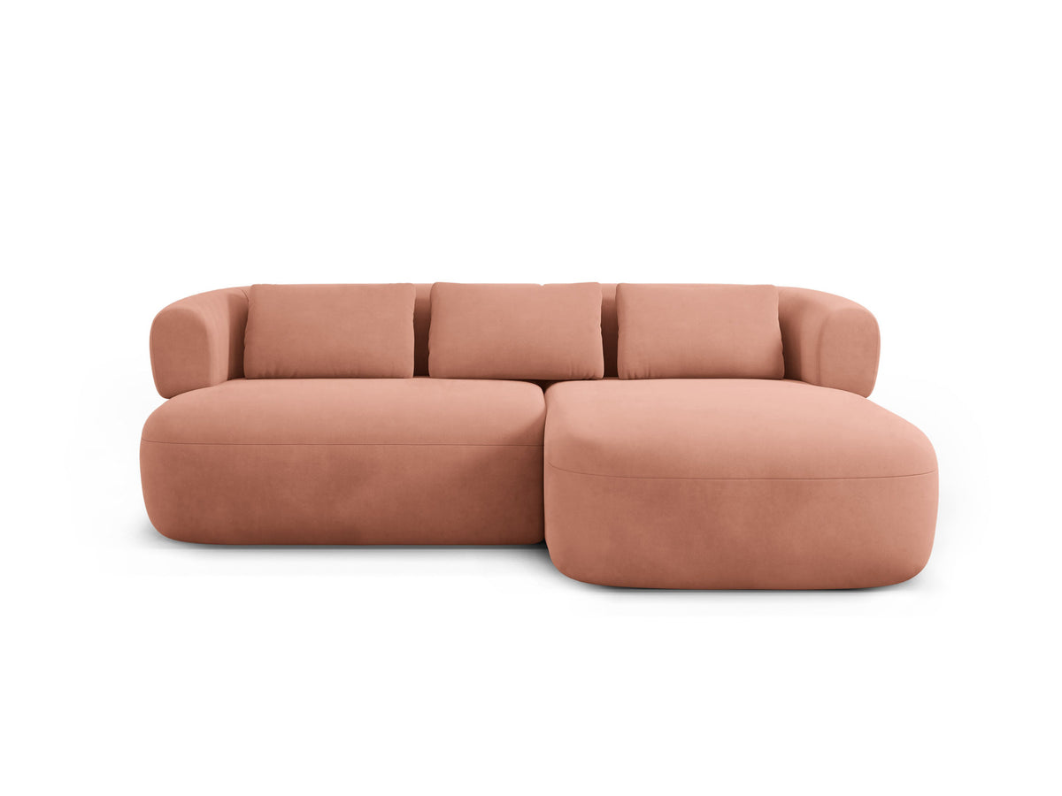 Jenny Velour Ecksofa rechts 5 Sitzer in Pink-Salvador präsentiert im Onlineshop von KAQTU Design AG. L-Sofa rechts ist von Micadoni
