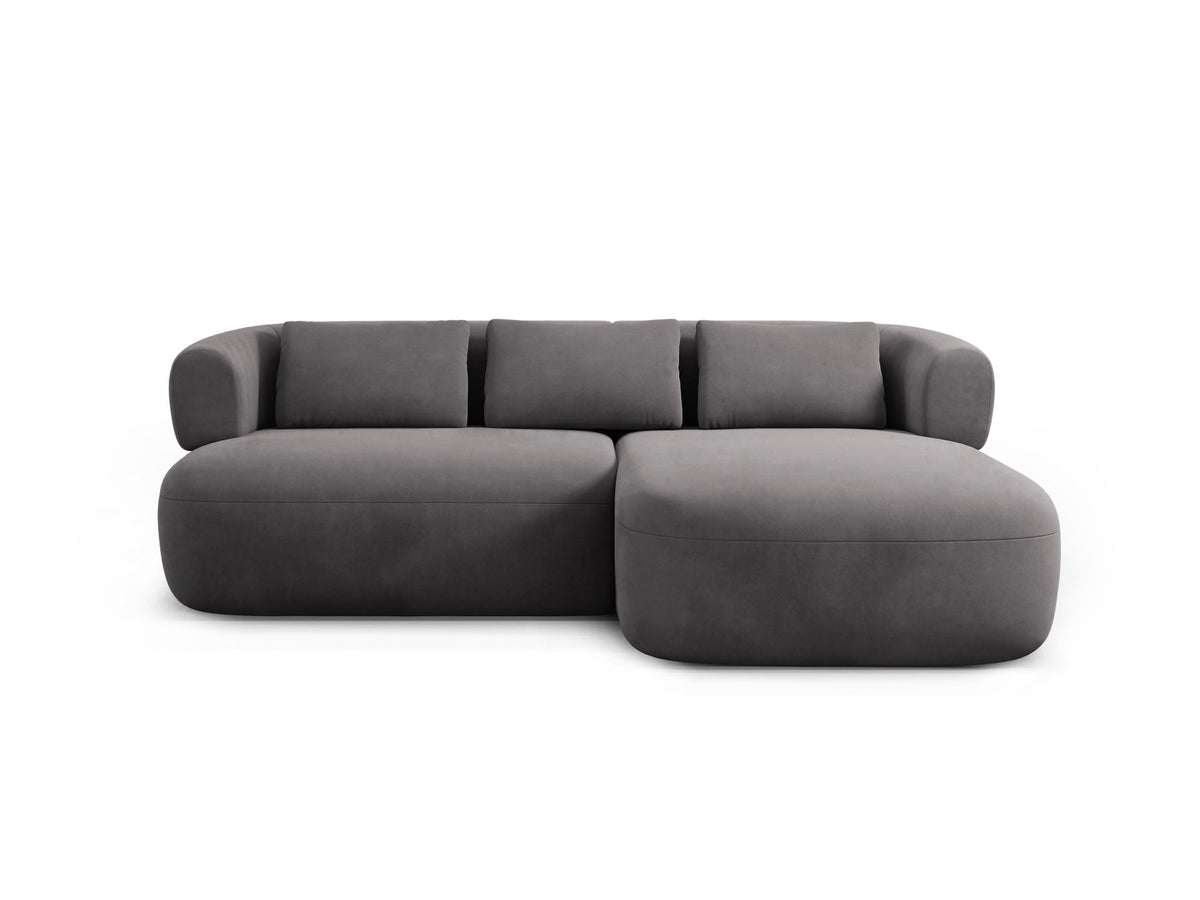 Jenny Velour Ecksofa rechts 5 Sitzer in Dark Grey-Salvador präsentiert im Onlineshop von KAQTU Design AG. L-Sofa rechts ist von Micadoni