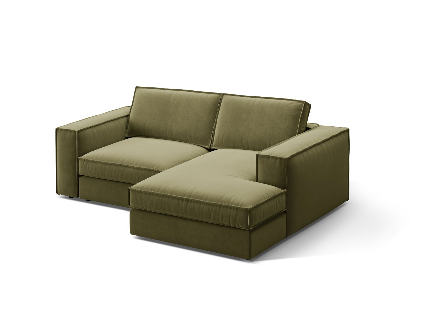 Stylisches 2-Sitzer Ecksofa rechts Pola in Green-Salvador, ideal für moderne Wohnräume, erhältlich bei KAQTU Design AG.