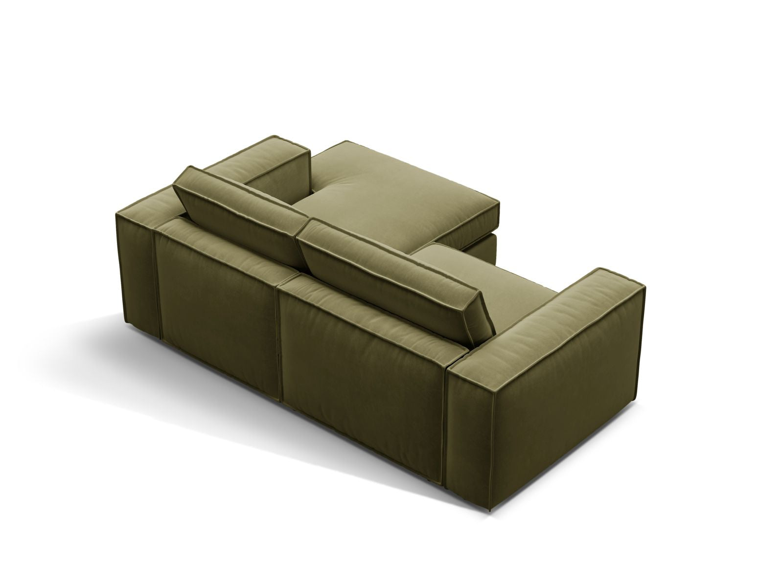 Stylisches 2-Sitzer Ecksofa rechts Pola in der Farbe Green-Salvador, perfekt für gemütliche Wohnzimmer und entspannte Abende.