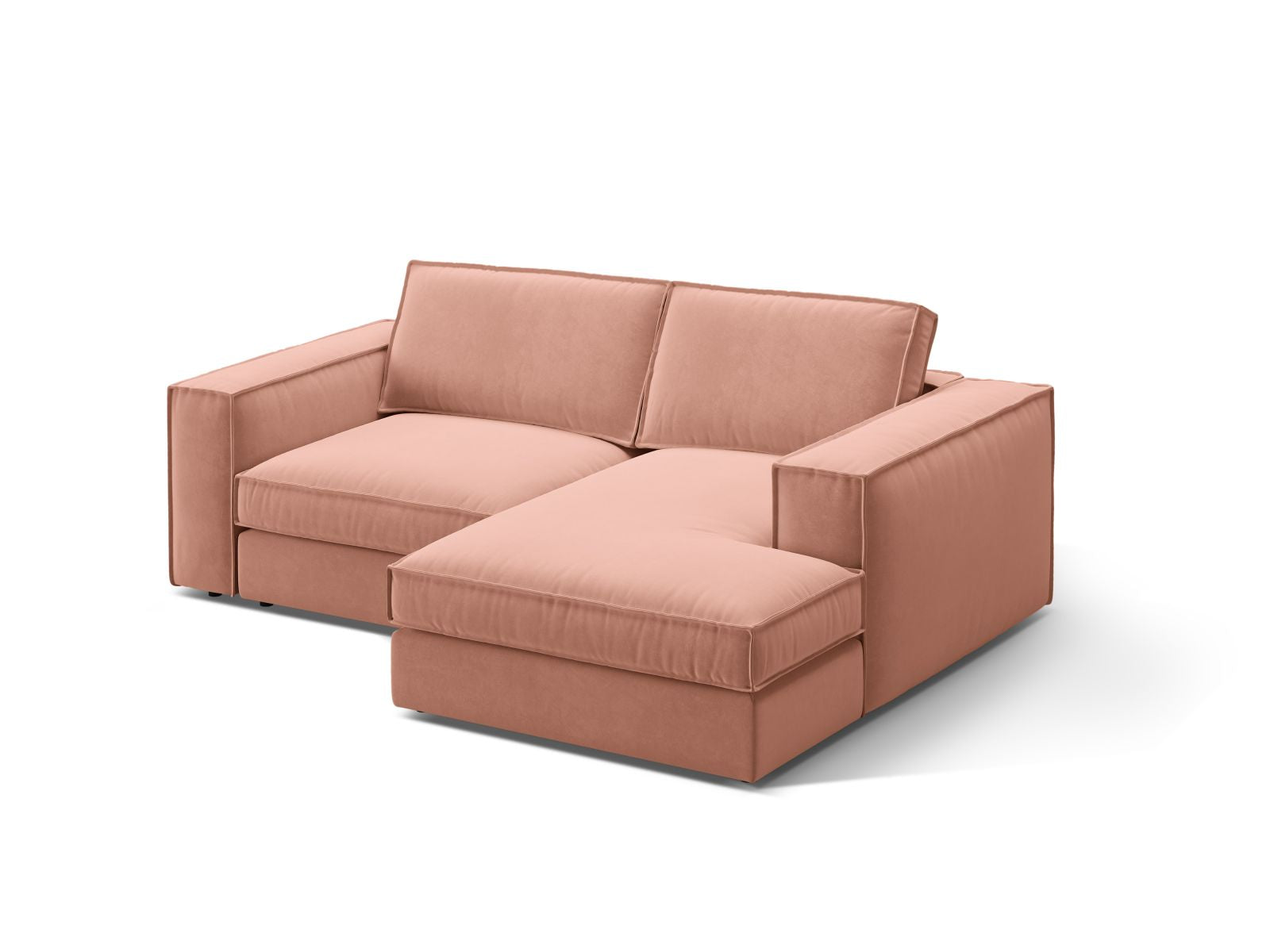Stylisches 2-Sitzer Ecksofa rechts Pola in Pink-Salvador, ideal für moderne Wohnräume, erhältlich bei KAQTU Design AG.