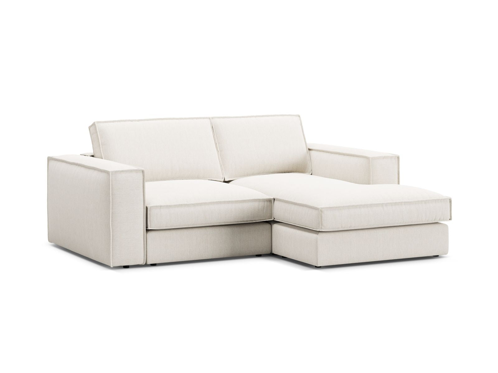 Elegantes 2-Sitzer Ecksofa rechts Pola von Micadoni, ideal für gemütliche Räume, vereint modernes Design mit hohem Sitzkomfort.