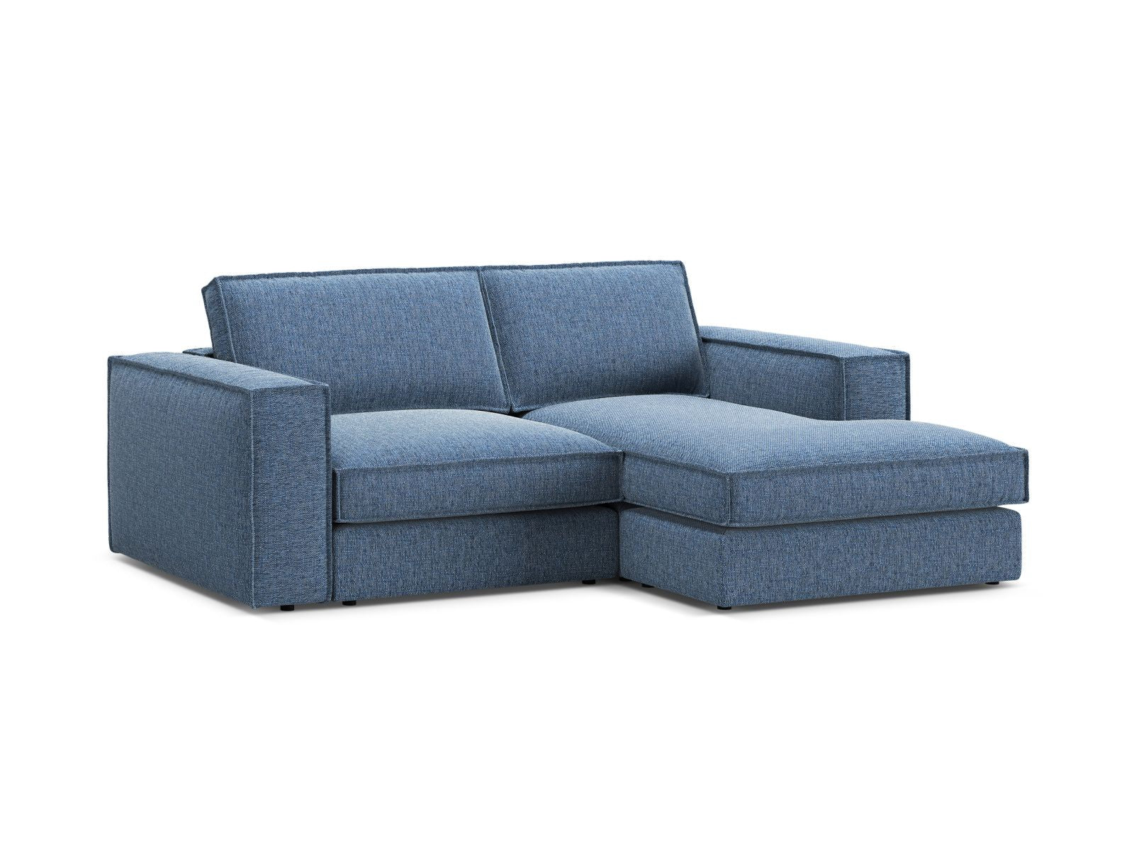 Elegantes 2-Sitzer Ecksofa rechts Pola in tiefem Blau, ideal für stilvolle Wohnräume. Komfort und Qualität vereint von Micadoni.