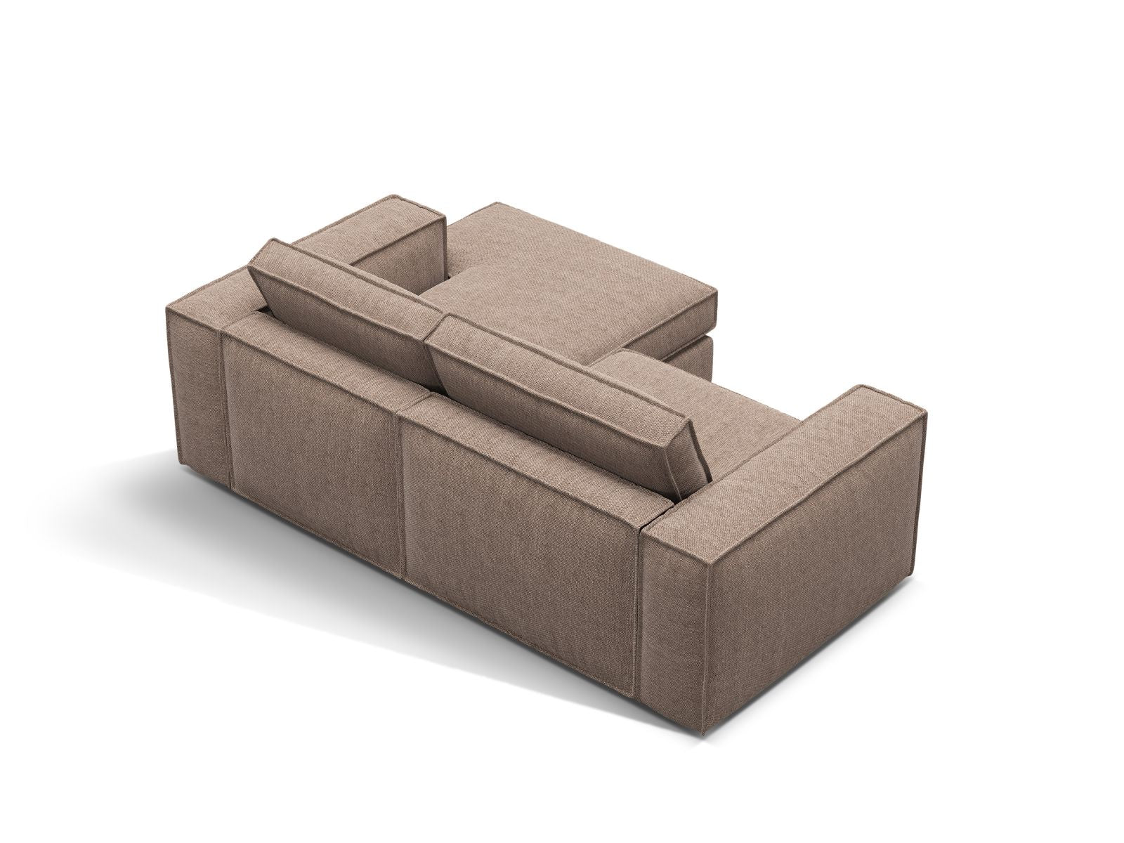 Elegantes 2-Sitzer Ecksofa rechts Pola in einem warmen Braunton, perfekt für gemütliche Abende und geschmackvolle Einrichtung.