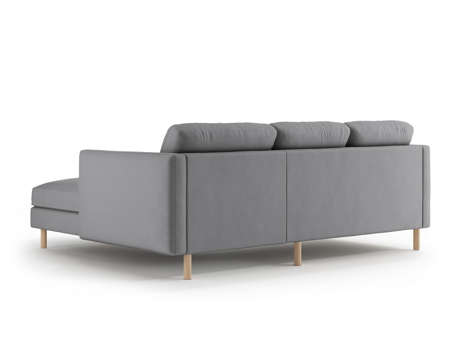 Elegantes Eden Velour Ecksofa rechts in stilvollem Grau, ideal für entspannte Abende. Hochwertige Materialien und modernes Design von Micadoni.