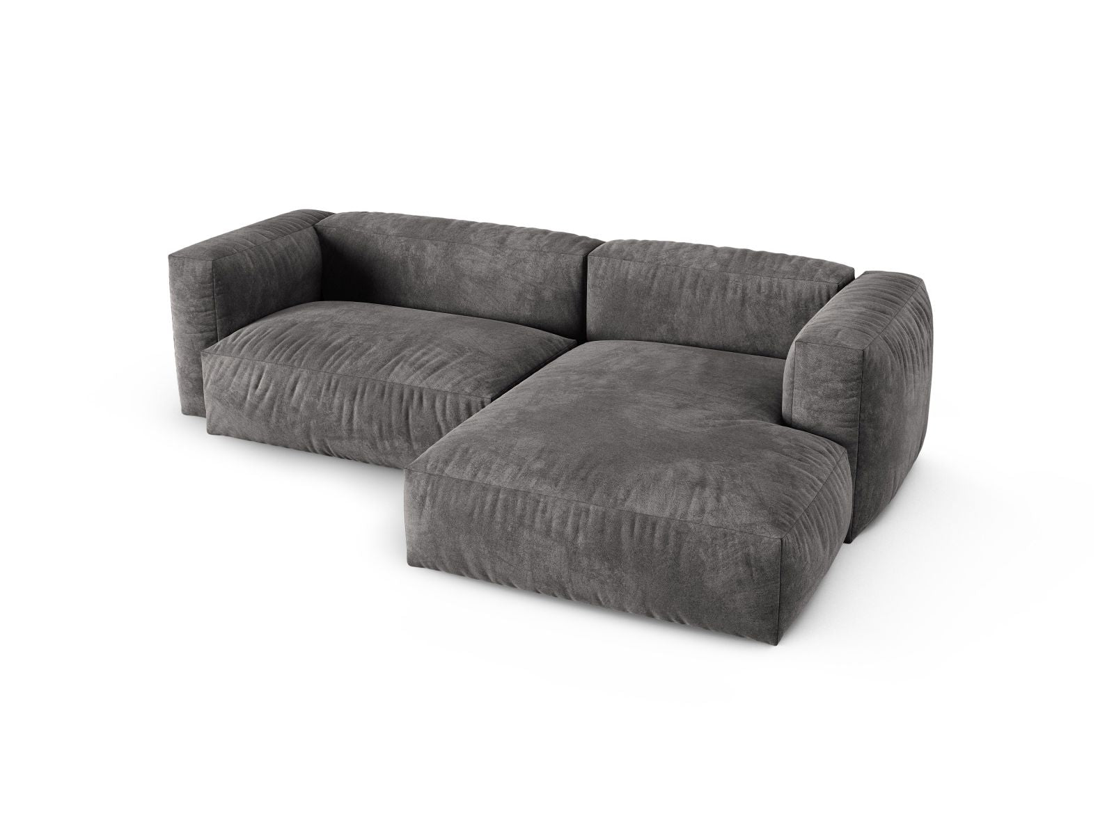 Modernes 2-Sitzer XL Ecksofa rechts Martina in Grey-Vogue, ideal für komfortable Wohnräume und entspannte Stunden mit Stil.
