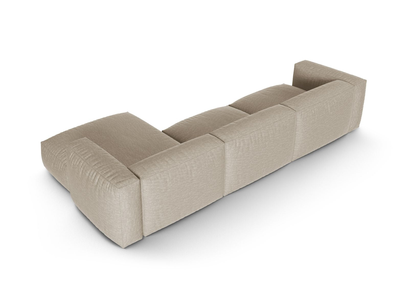 Modernes XL 3-Sitzer Ecksofa Martina in sanftem Beige, perfekt für stilvolle Wohnzimmer und gemütliche Abende, erhältlich bei Micadoni.