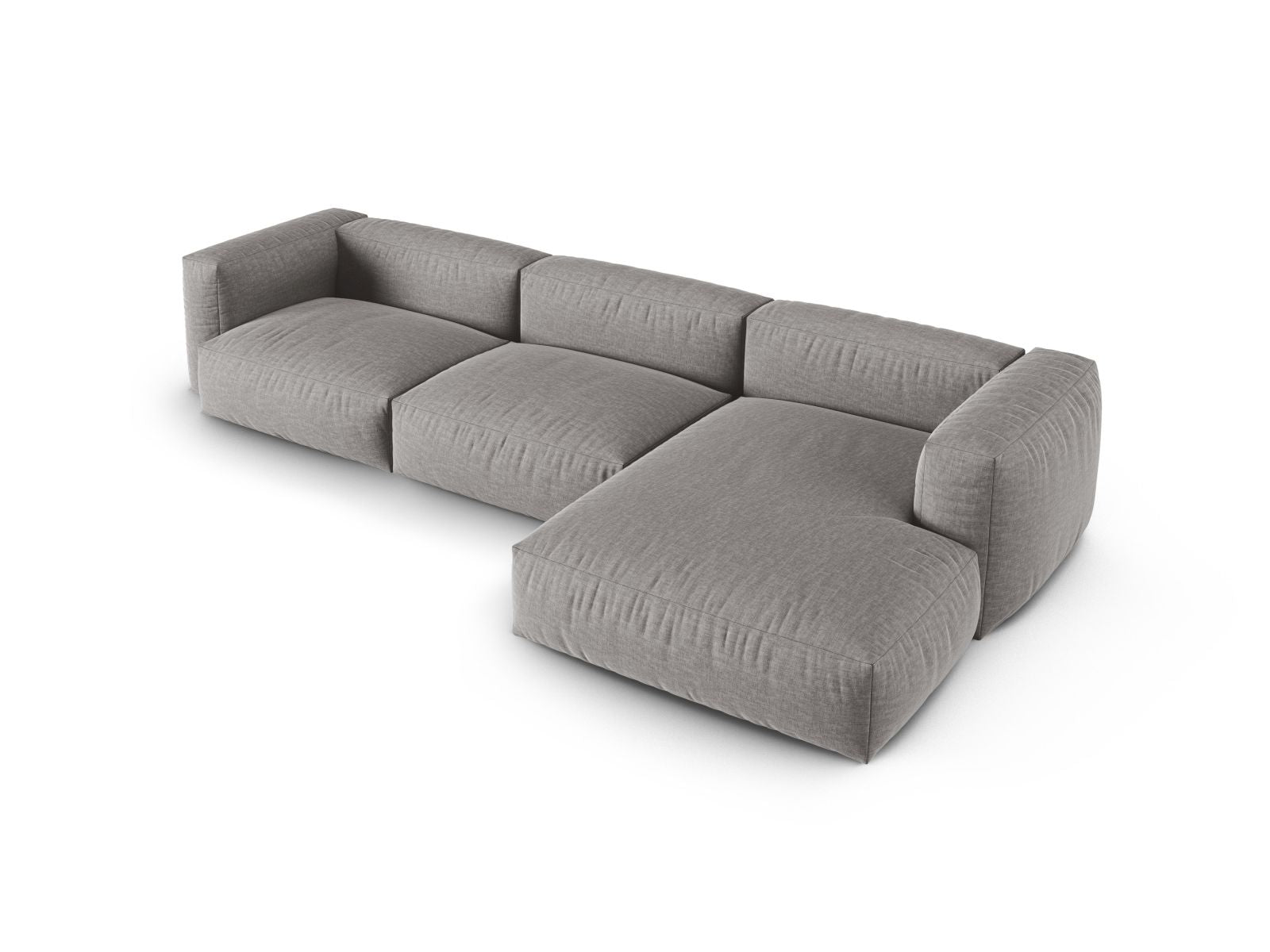 Geräumiges Ecksofa Martina in elegantem Grau, ideal für entspannte Abende und stilvolle Wohnräume von Micadoni.