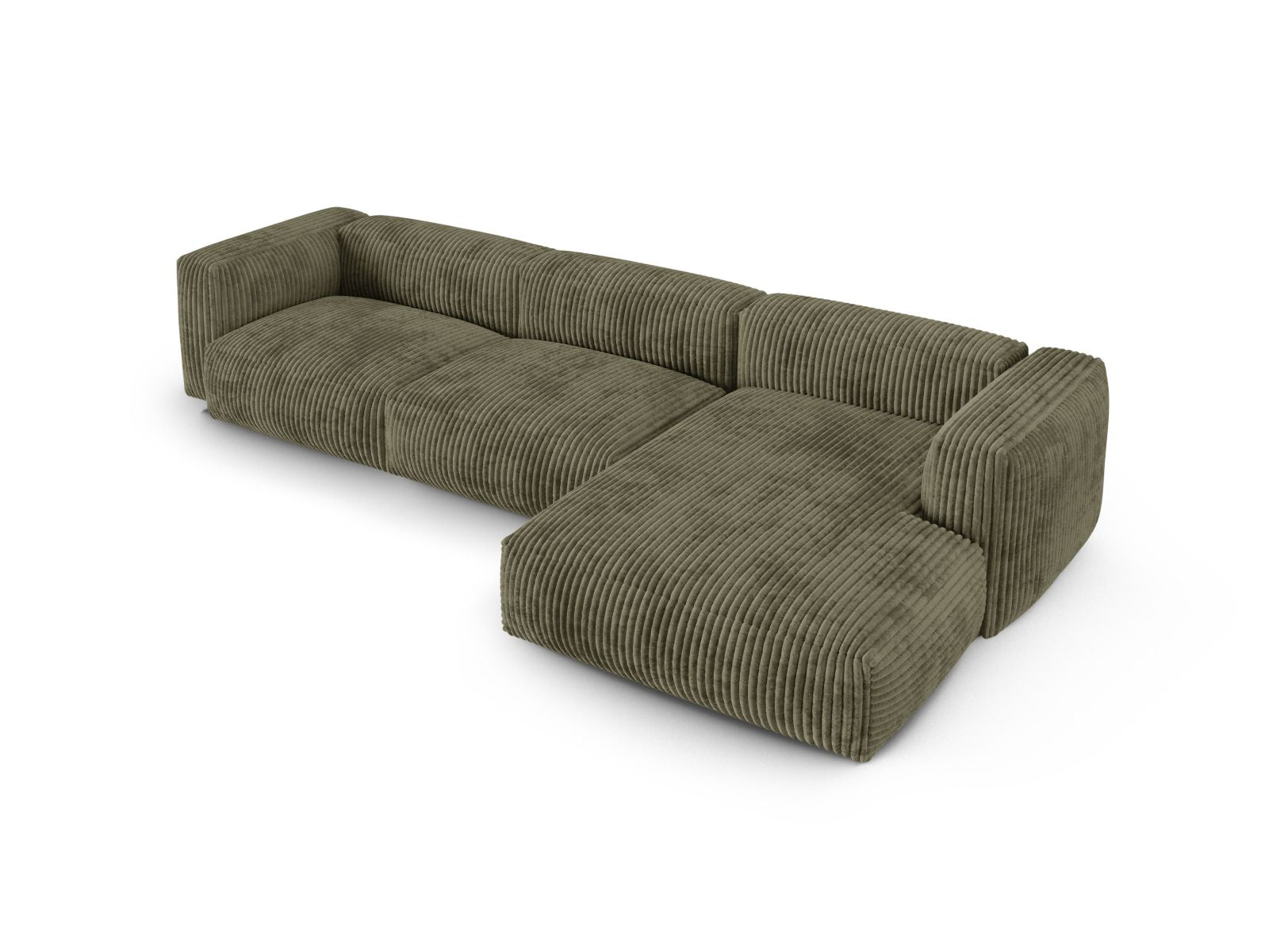 Elegantes XL 3-Sitzer Ecksofa Martina in stilvollem Moss Green-Tilia, ideal für komfortable und moderne Wohnräume von Micadoni.