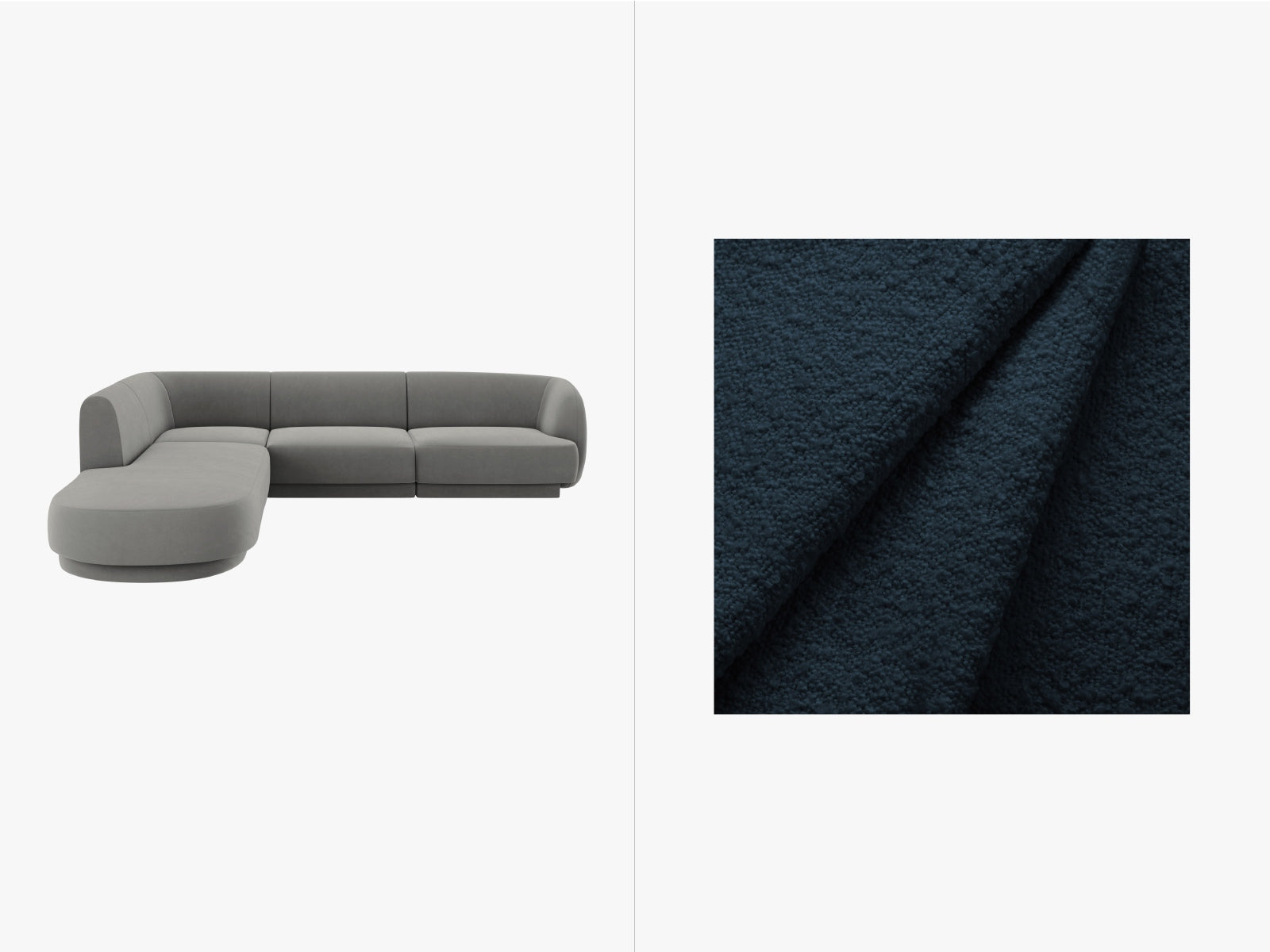 Miley Boucle Ecksofa links 6 Sitzer in Dark Blue-Baloo präsentiert im Onlineshop von KAQTU Design AG. Ecksofa links ist von Micadoni