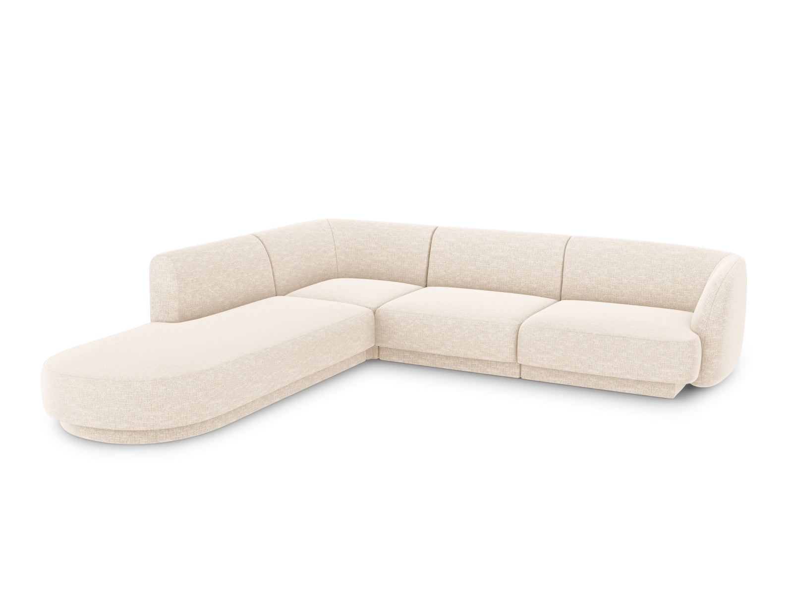 Stylisches Miley Ecksofa links für 6 Personen in hellem Beige, ideal für moderne Wohnräume, von Micadoni.