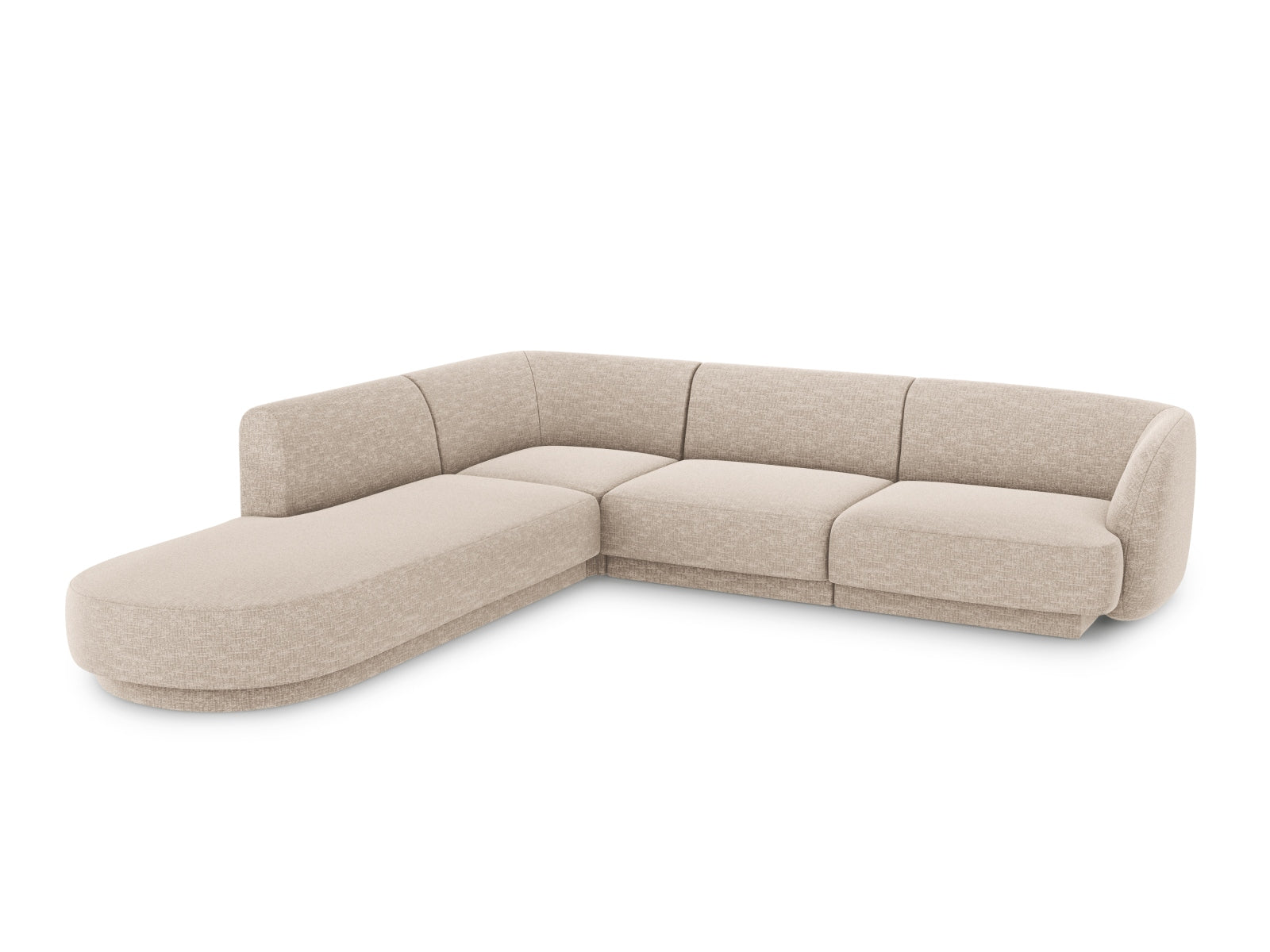 Beige Miley Ecksofa links für 6 Personen von Micadoni, stilvolles Design und komfortable Sitzfläche, ideal für moderne Wohnräume.