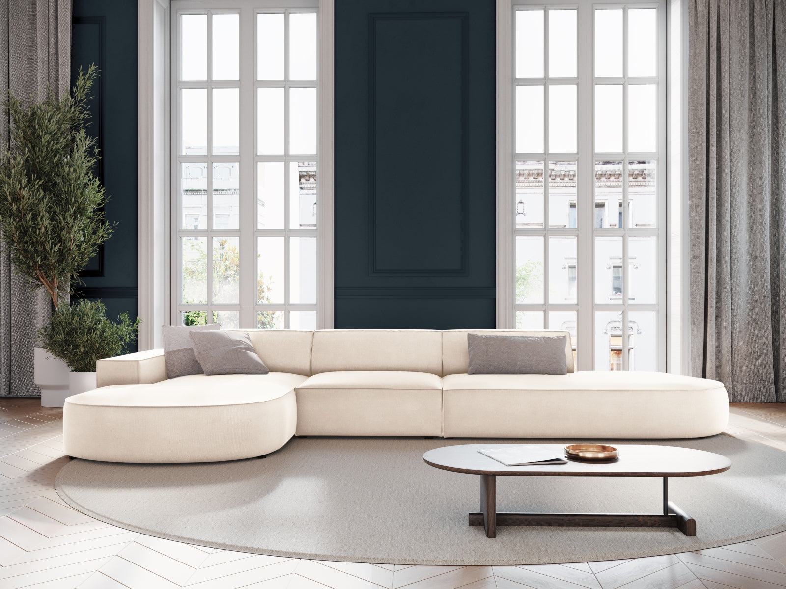 Entdecken Sie das Jodie Velour Ecksofa links von Micadoni – ein stilvolles 4-Sitzer Sofa, das Komfort und Eleganz in Ihr Zuhause bringt.