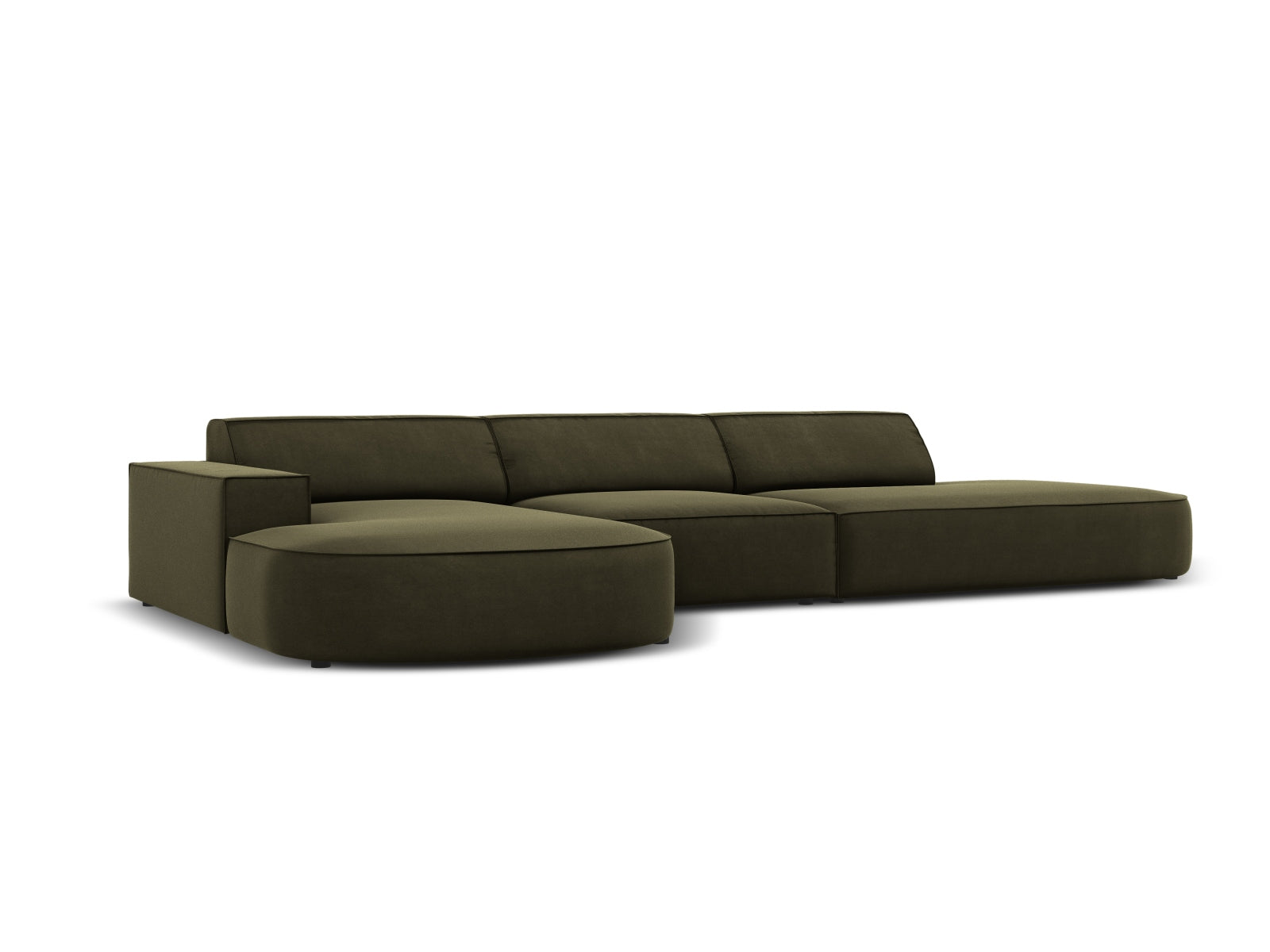 Erleben Sie das Jodie Velour Ecksofa links von Micadoni – ein modulares 4-Sitzer Sofa, das modernes Design und höchsten Komfort vereint.