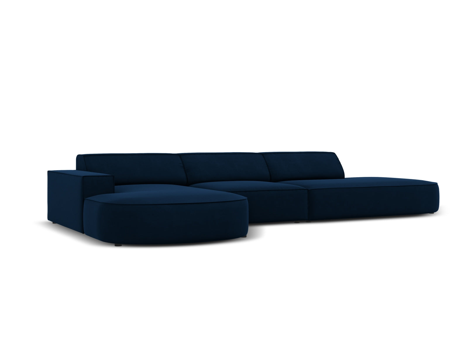 Erleben Sie das Jodie Velour Ecksofa links von Micadoni – ein modulares 4-Sitzer Sofa, das modernes Design und höchsten Komfort bietet.