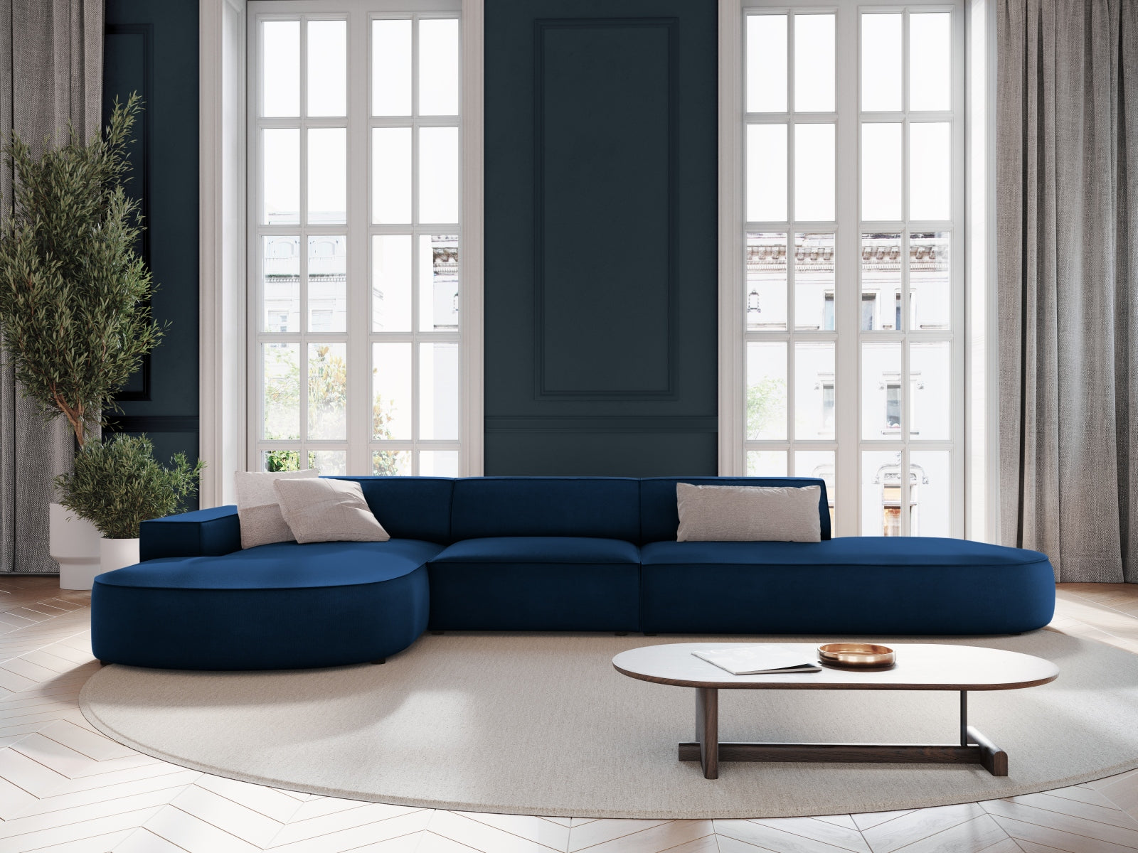 Entdecken Sie das Jodie Velour Ecksofa links von Micadoni – ein stilvolles 4-Sitzer Sofa, das Komfort und Eleganz vereint.
