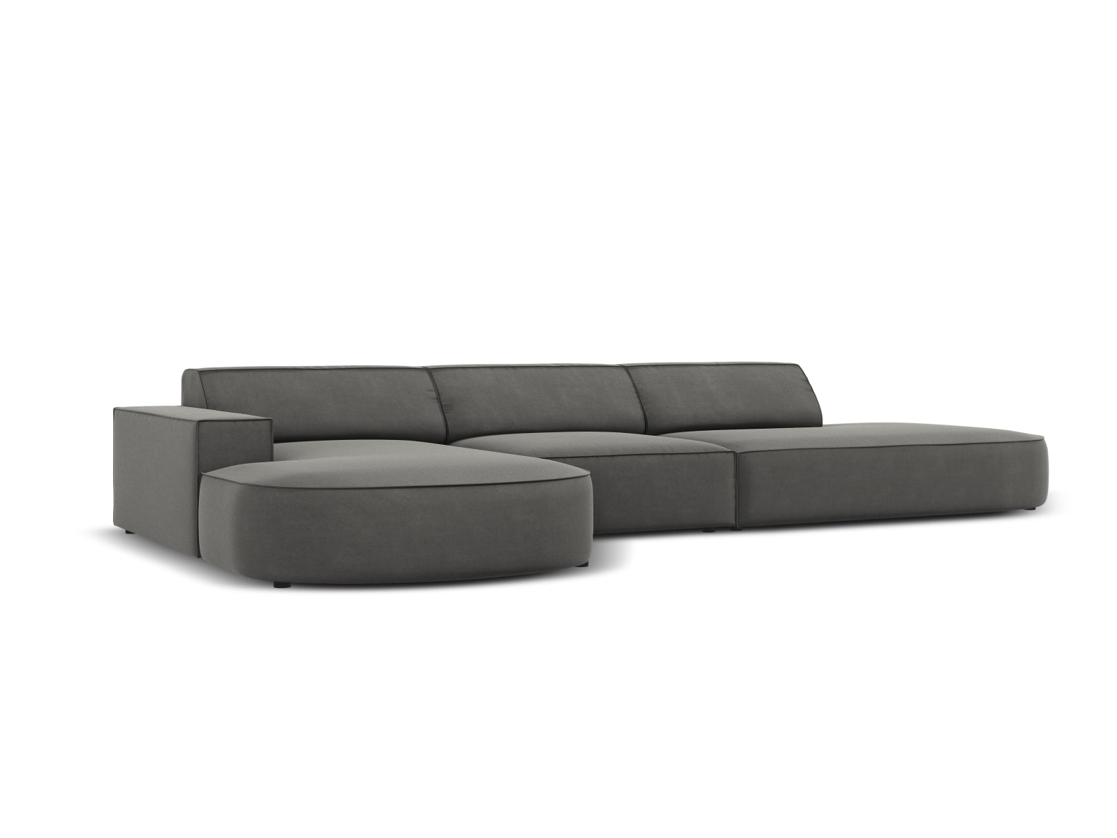 Erleben Sie das Jodie Velour Ecksofa links von Micadoni – ein modulares 4-Sitzer Sofa, das modernes Design und höchsten Komfort vereint.