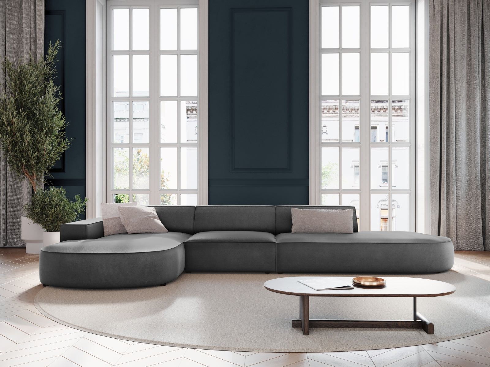 Entdecken Sie das Jodie Velour Ecksofa links von Micadoni – ein stilvolles 4-Sitzer Sofa, das Komfort und Eleganz vereint.